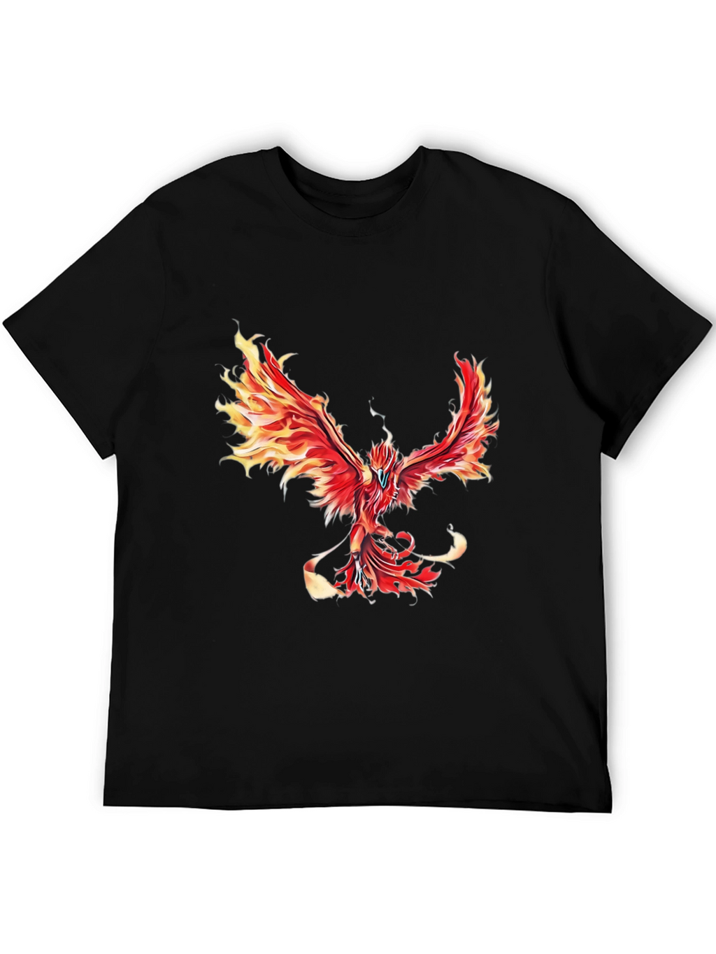 Fiery Phoenix Graphic Tee - Black Cotton Blend