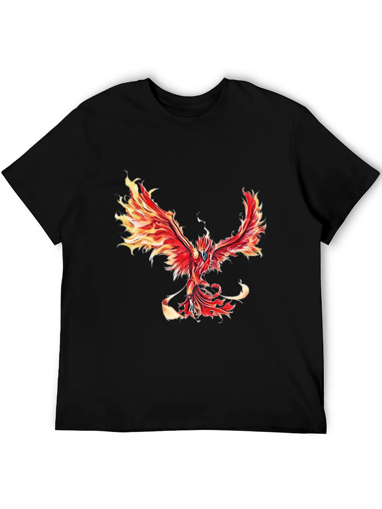 Fiery Phoenix Graphic Tee - Black Cotton Blend