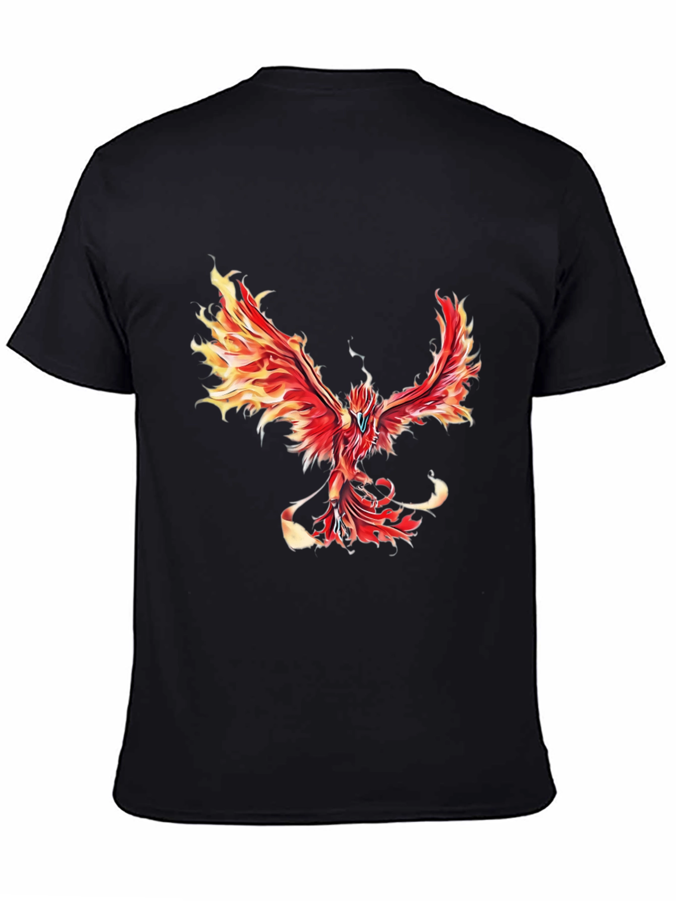 Fiery Phoenix Graphic Tee - Black Cotton Blend