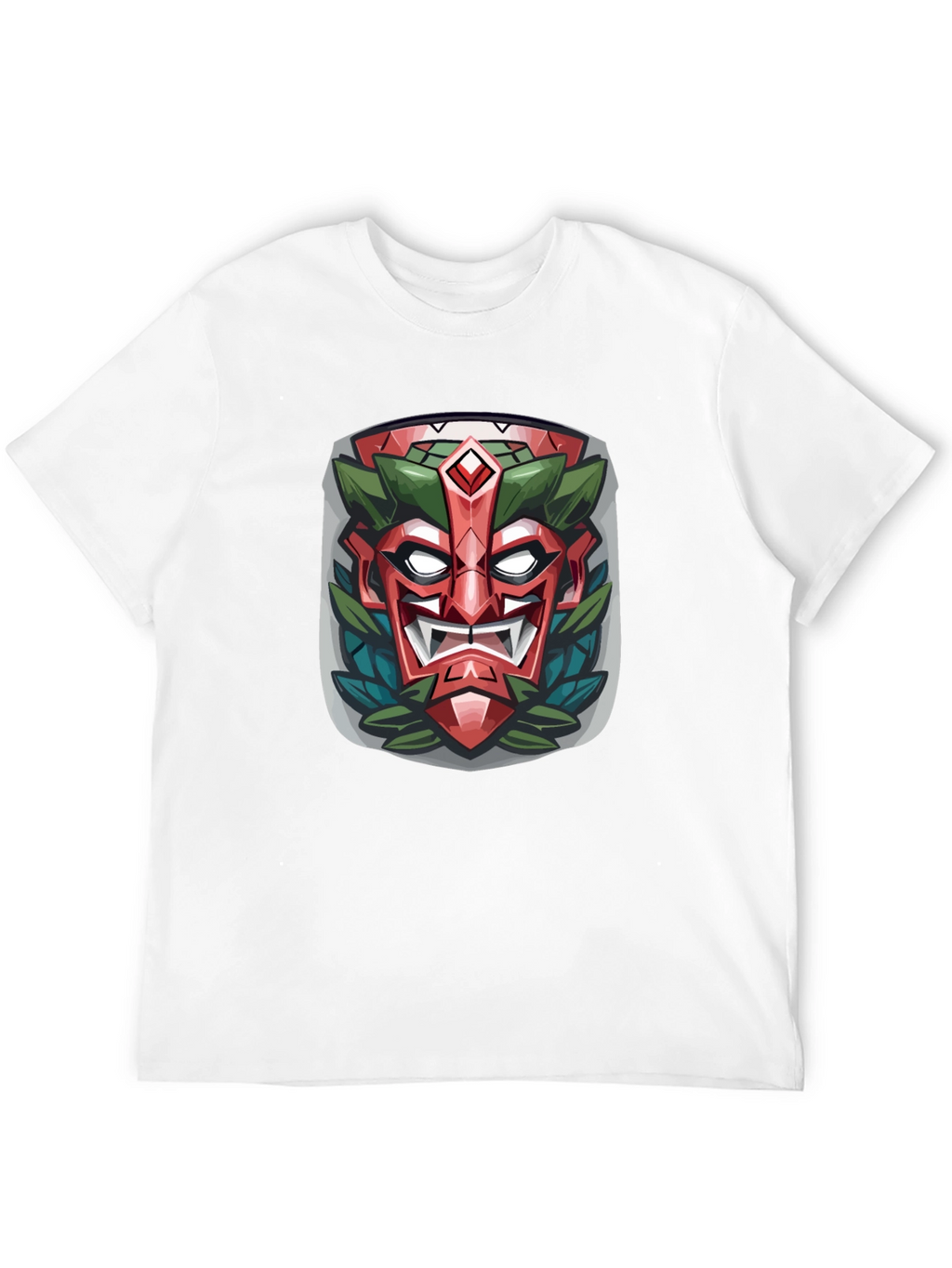 Tiki Mask Graphic Tee - Tribal Style Black T-Shirt