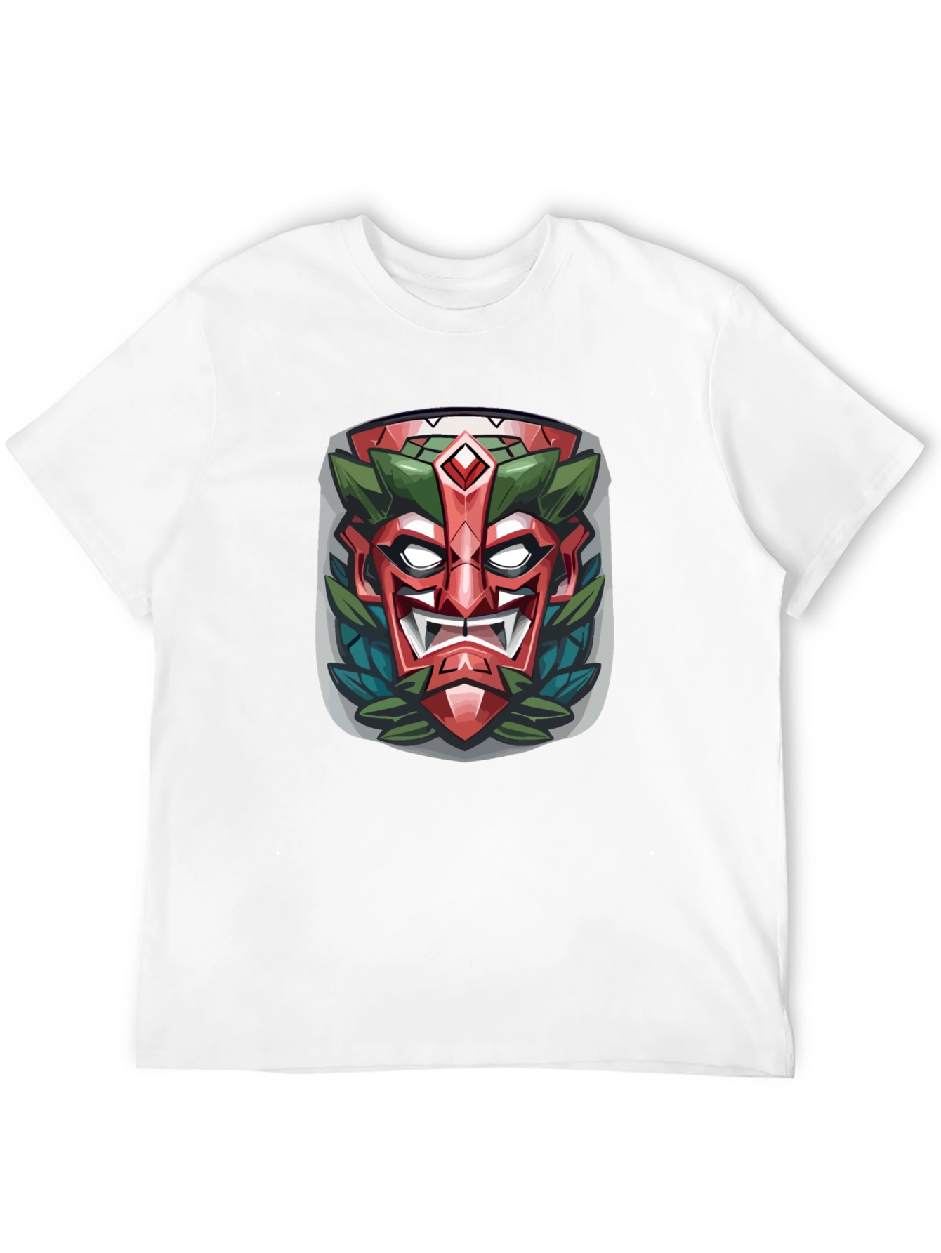Tiki Mask Graphic Tee - Tribal Style Black T-Shirt