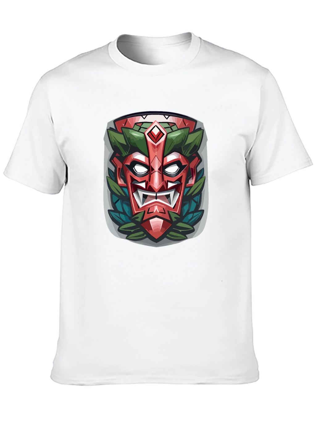 Tiki Mask Graphic Tee - Tribal Style Black T-Shirt