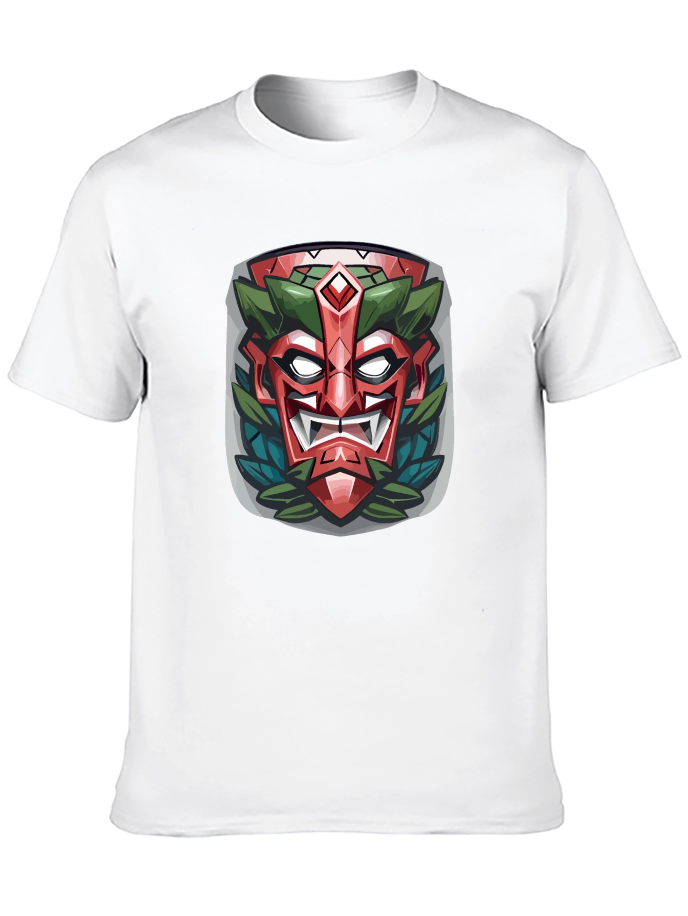 Tiki Mask Graphic Tee - Tribal Style Black T-Shirt