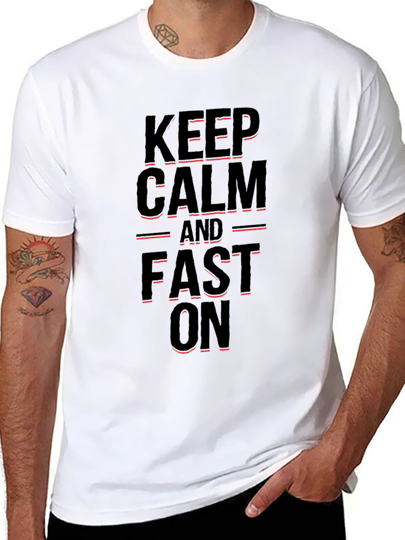 Keep Calm and Fast On Black T-Shirt