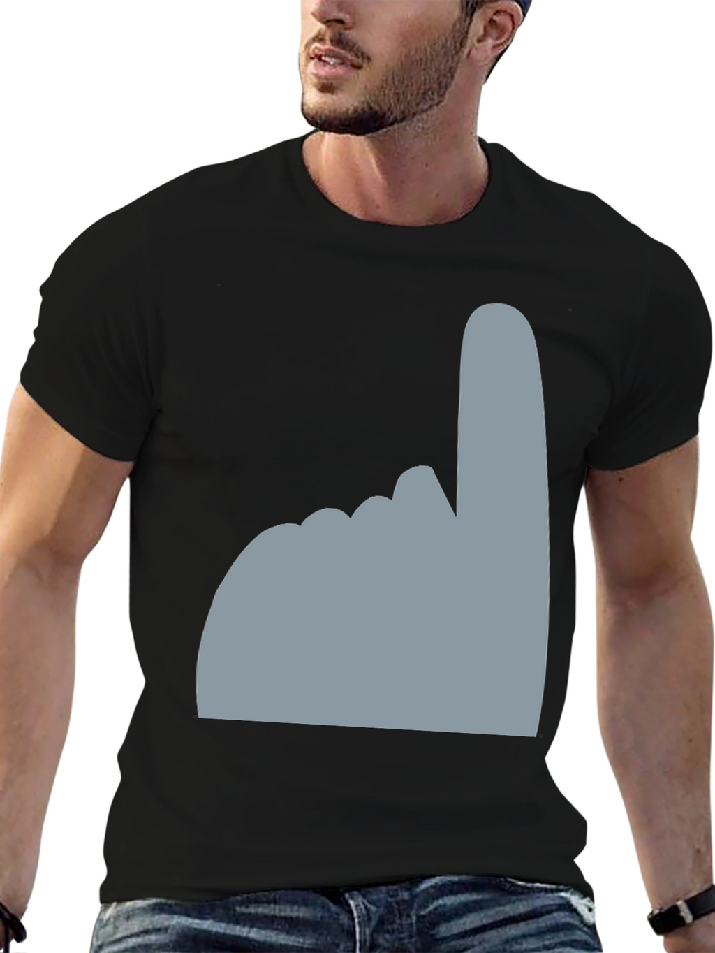 Novelty Number One Hand Black T-Shirt
