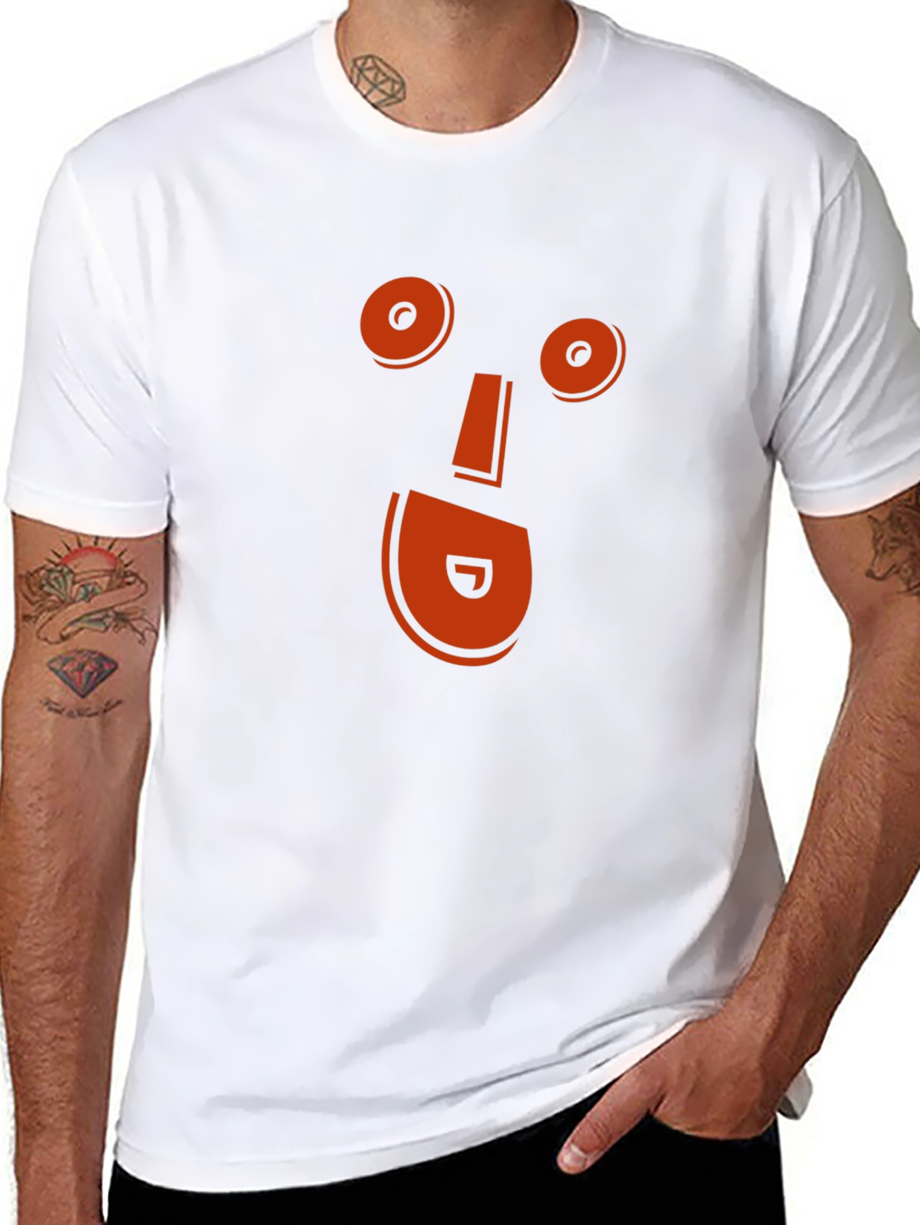Orange Face Graphic Black T-Shirt