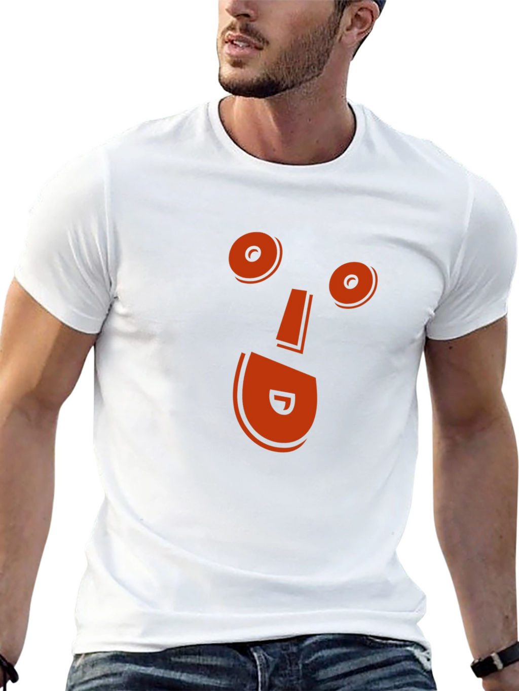 Orange Face Graphic Black T-Shirt