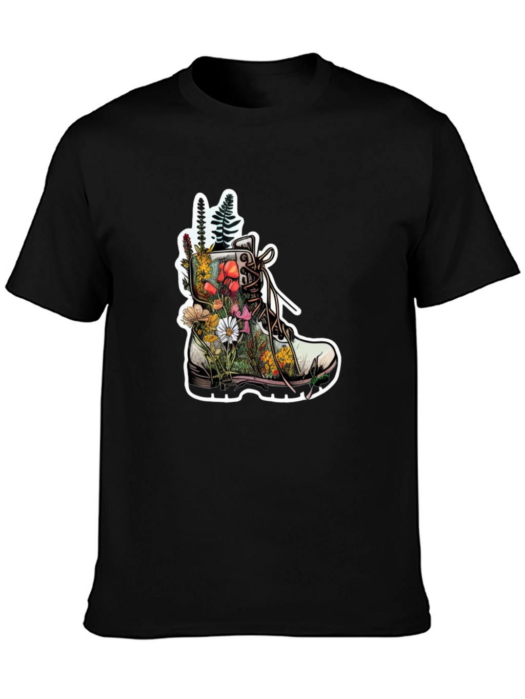 Floral Boot T-Shirt - Nature Inspired Graphic Tee