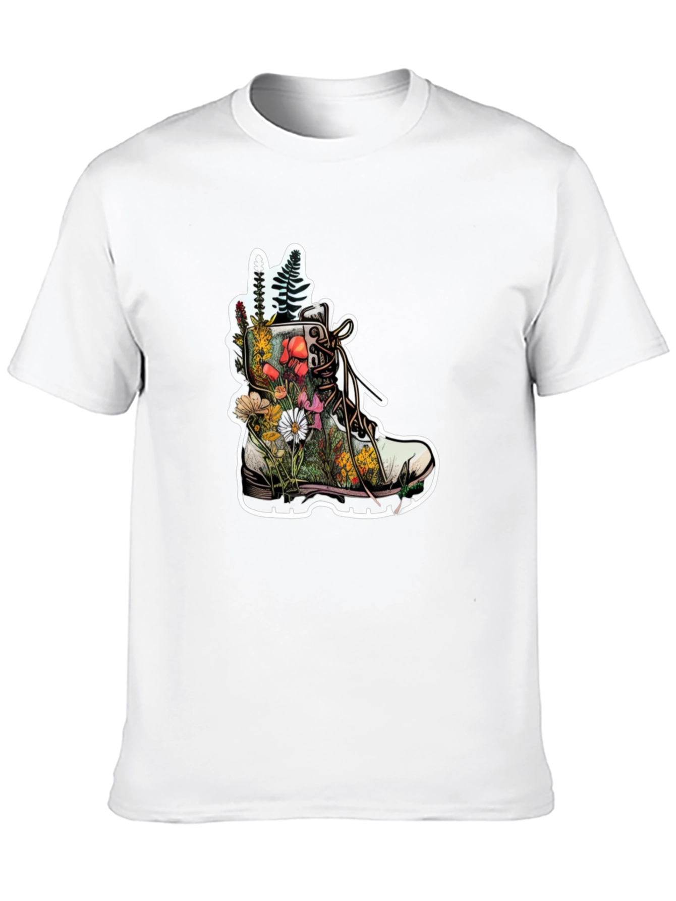 Floral Boot T-Shirt - Nature Inspired Graphic Tee