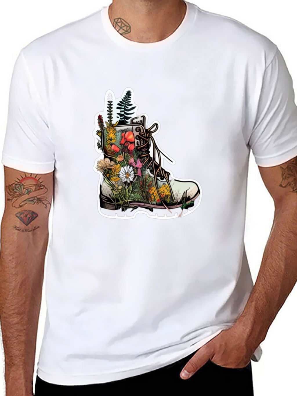 Floral Boot T-Shirt - Nature Inspired Graphic Tee