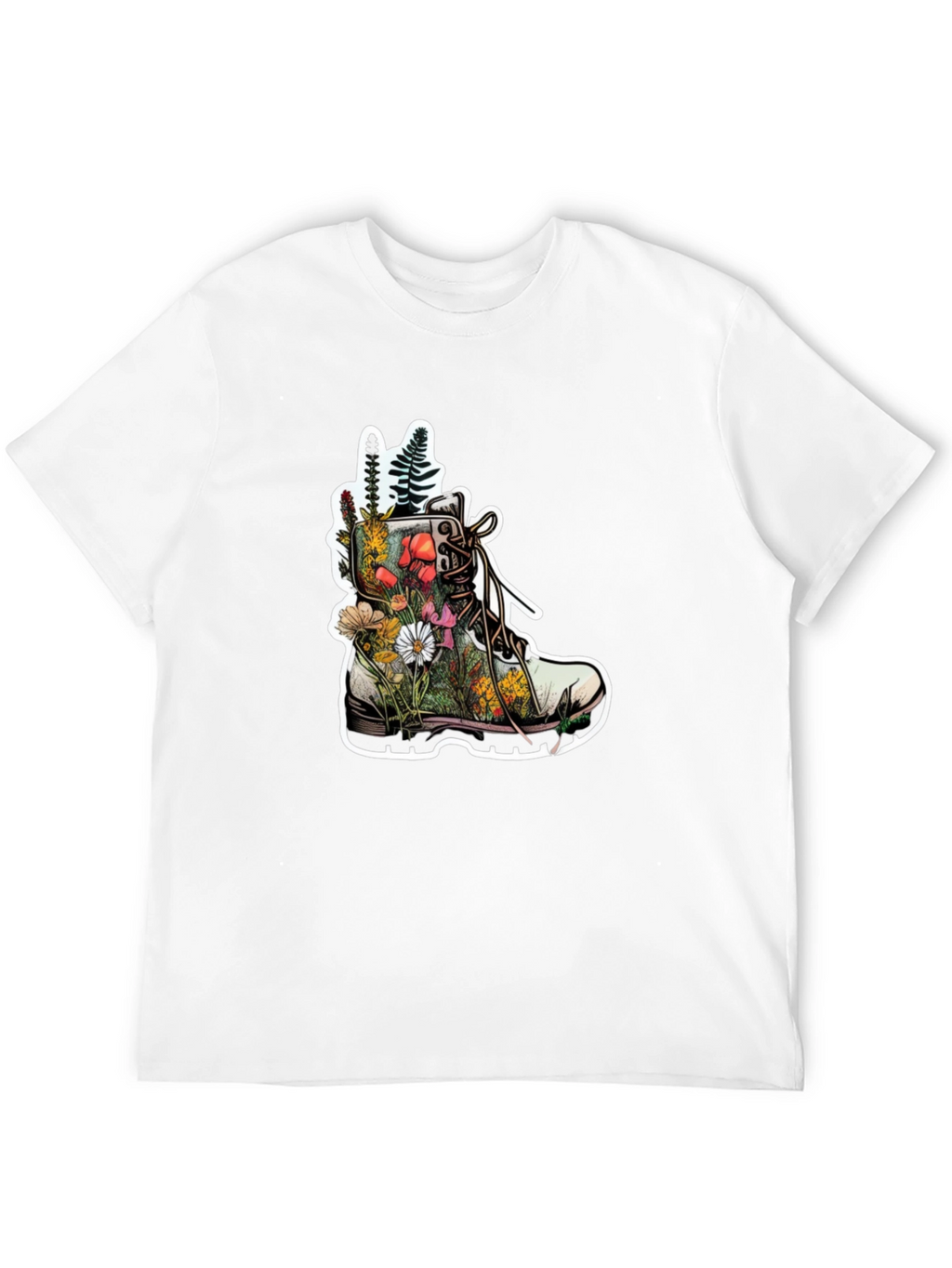 Floral Boot T-Shirt - Nature Inspired Graphic Tee