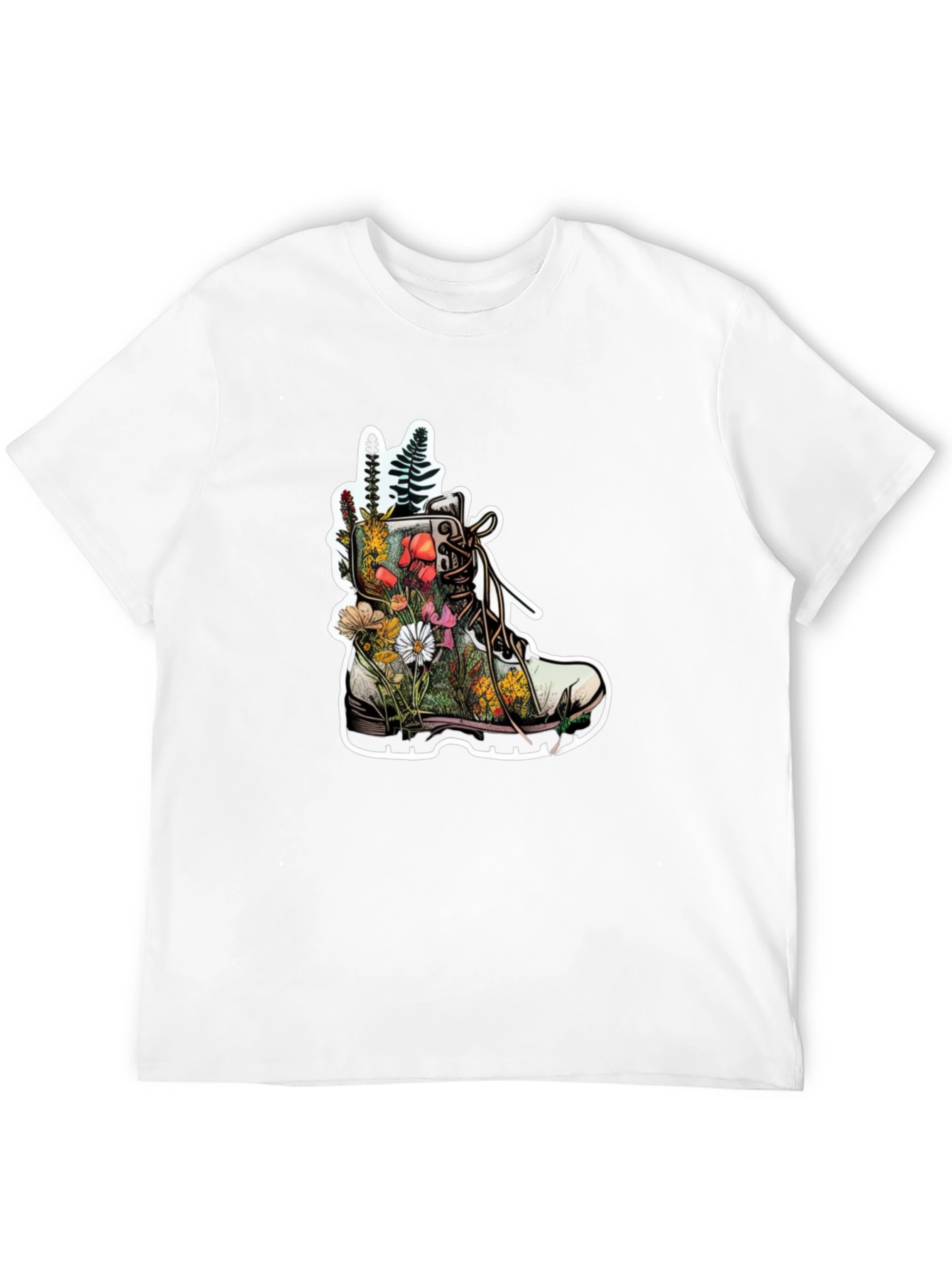 Floral Boot T-Shirt - Nature Inspired Graphic Tee