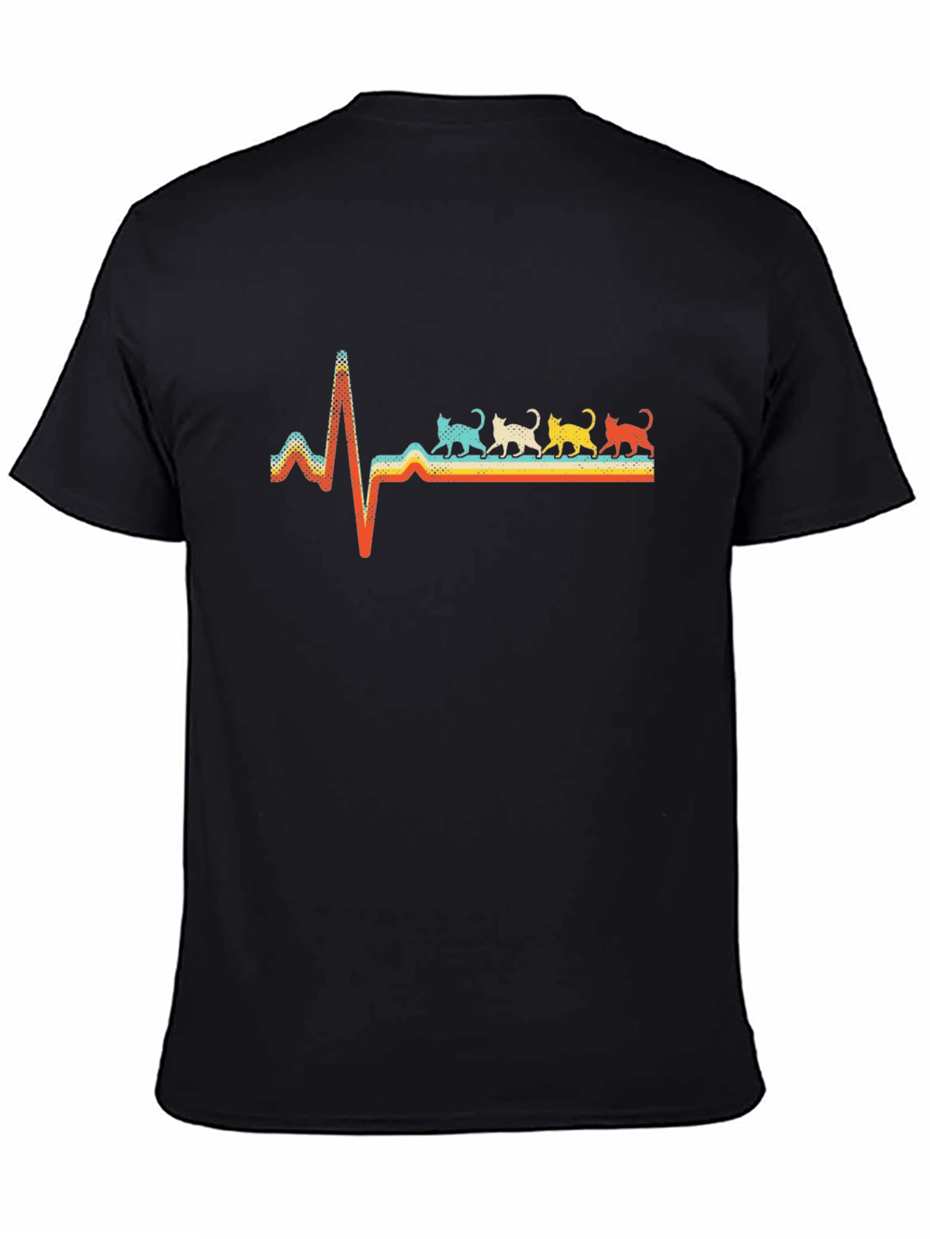 Retro Cat Heartbeat Graphic Tee