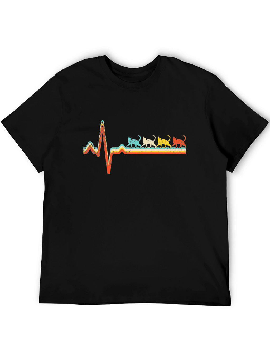 Retro Cat Heartbeat Graphic Tee