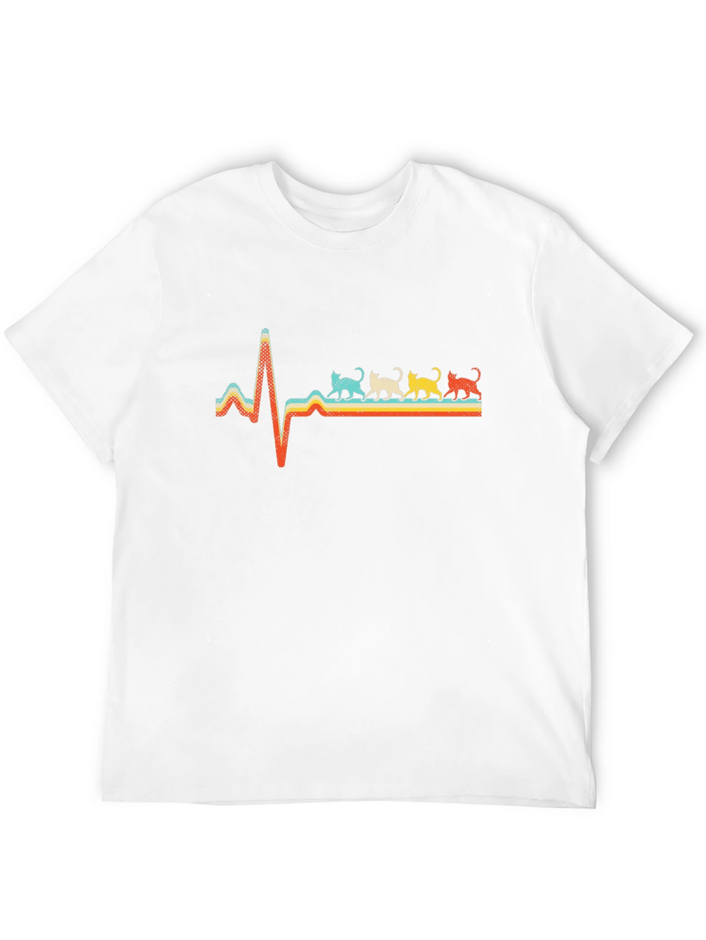 Retro Cat Heartbeat Graphic Tee