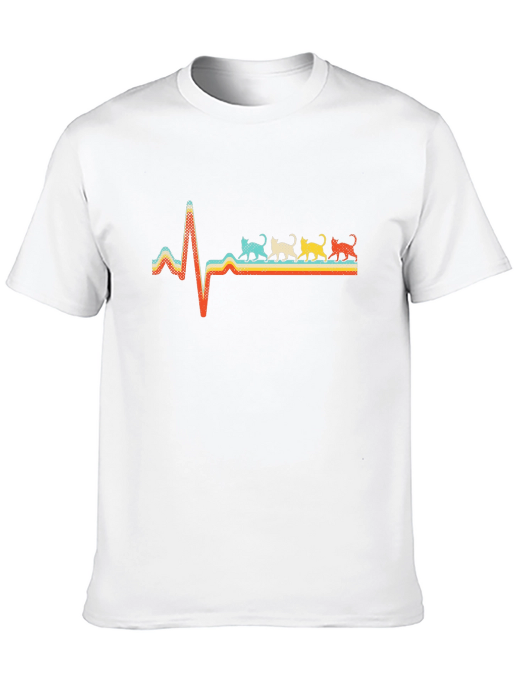 Retro Cat Heartbeat Graphic Tee