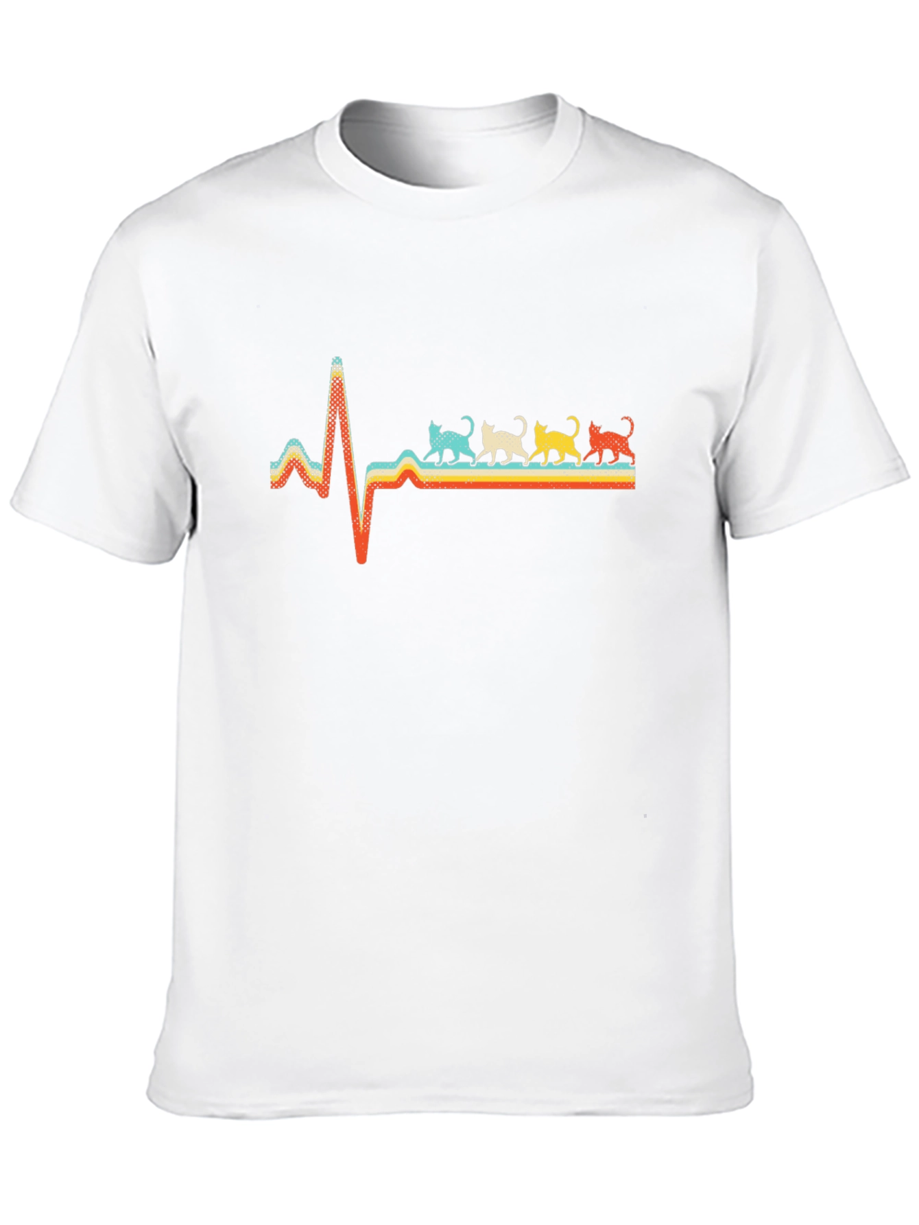 Retro Cat Heartbeat Graphic Tee