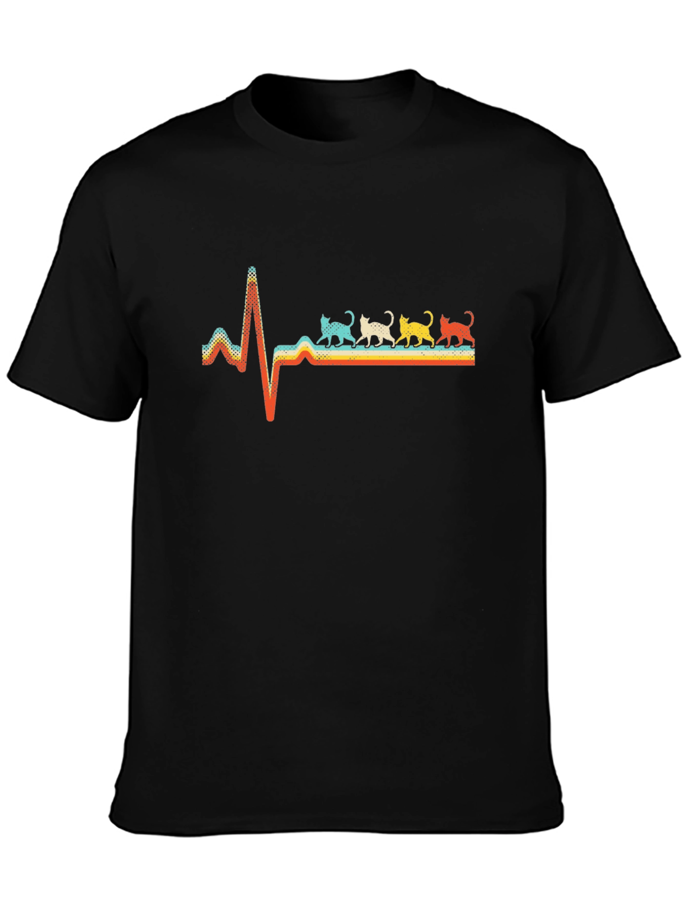 Retro Cat Heartbeat Graphic Tee