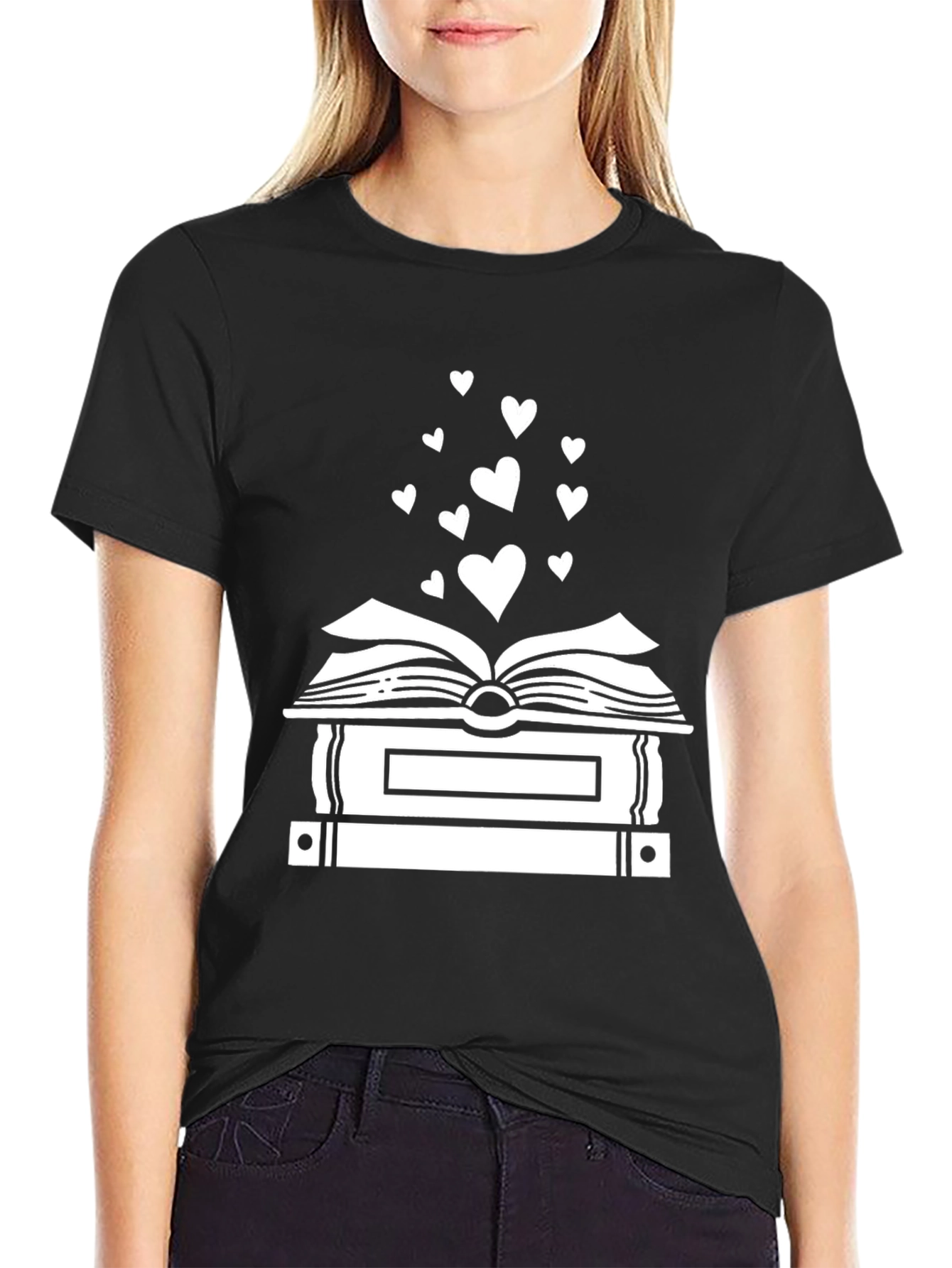 Book Lovers Heart Stack T-Shirt