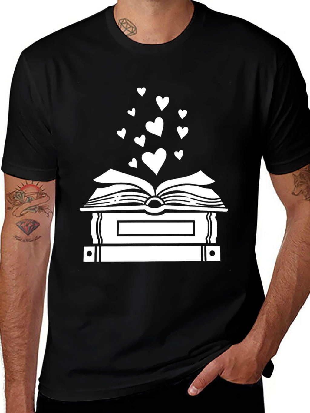 Book Lovers Heart Stack T-Shirt