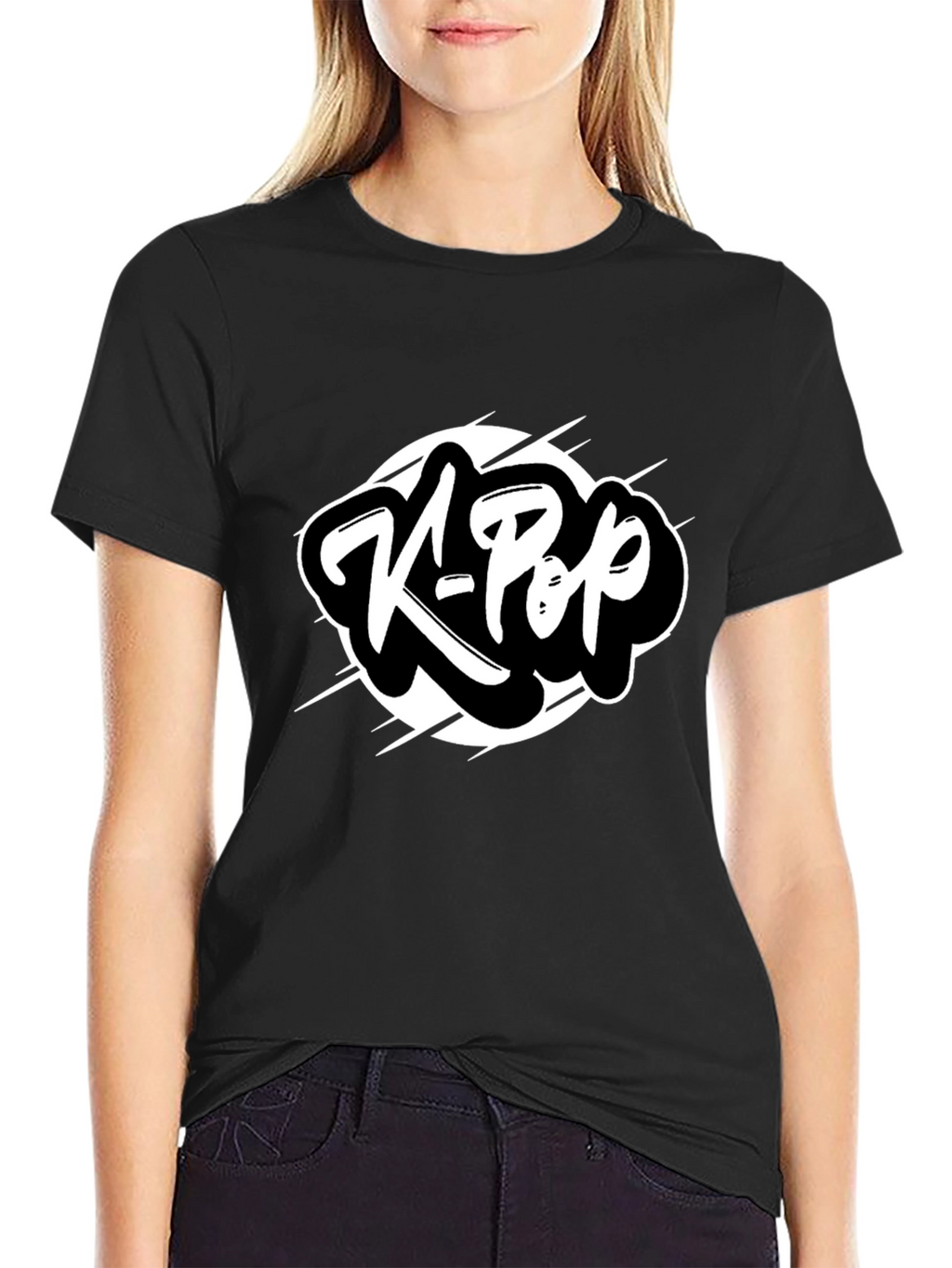 K-Pop Graphic Tee - Black Cotton T-Shirt