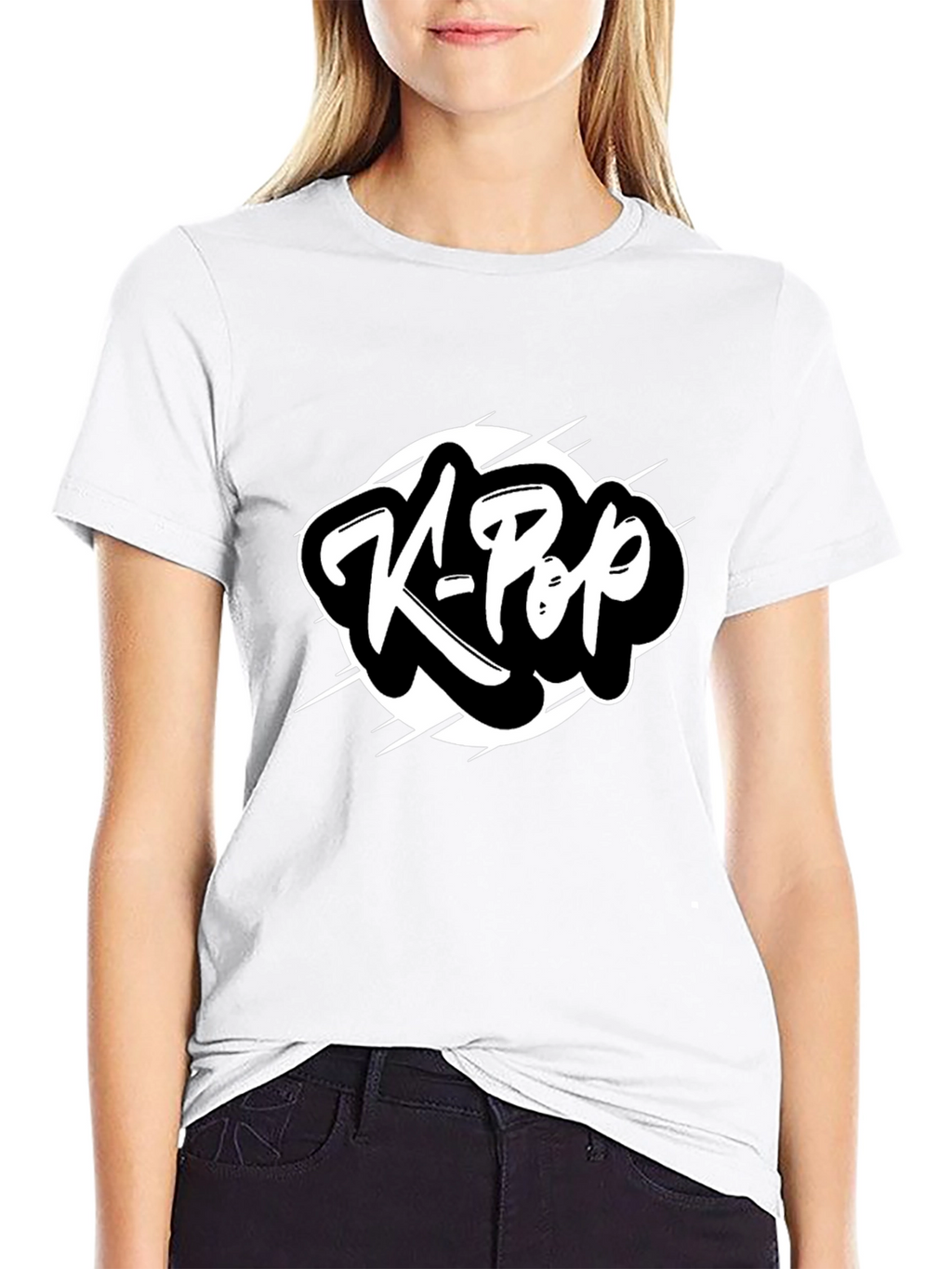 K-Pop Graphic Tee - Black Cotton T-Shirt