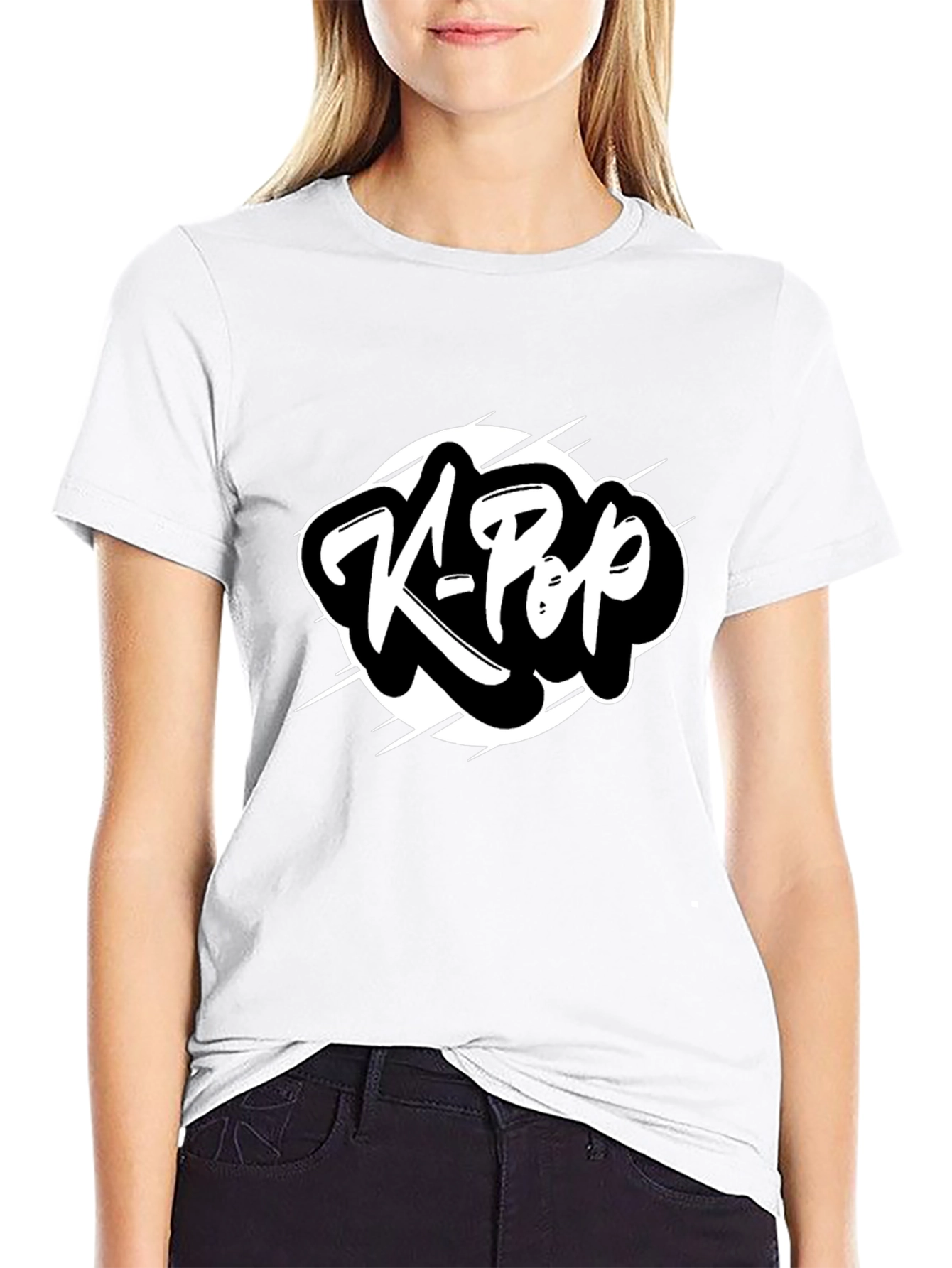K-Pop Graphic Tee - Black Cotton T-Shirt