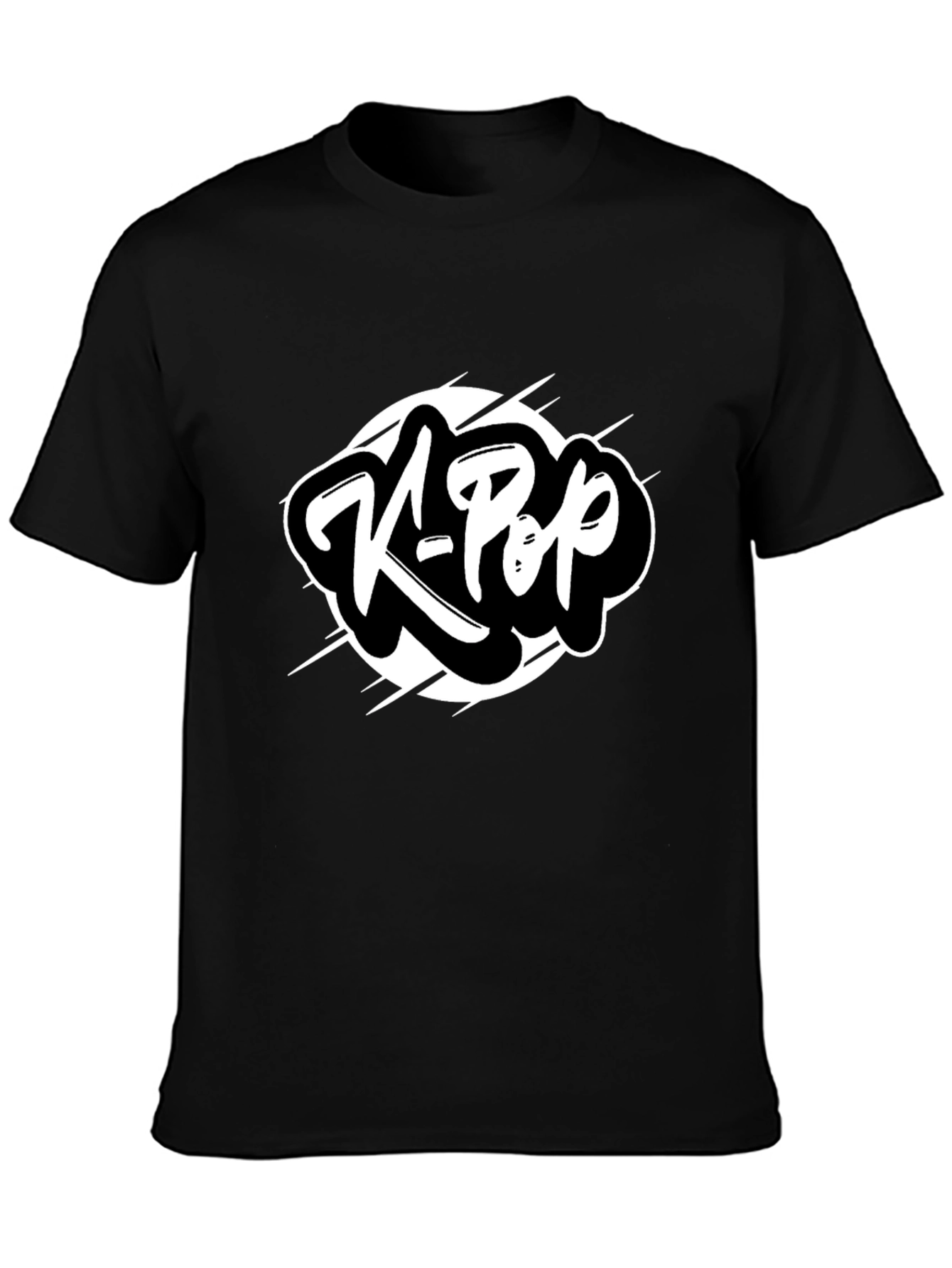 K-Pop Graphic Tee - Black Cotton T-Shirt