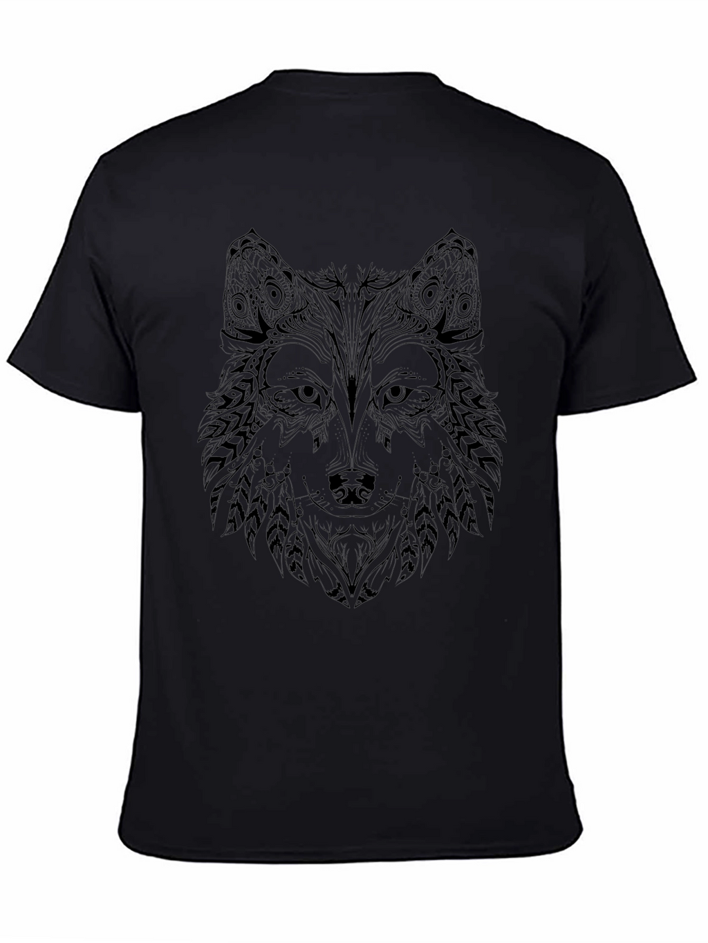 Black Wolf Graphic T-Shirt - Unique Tribal Design
