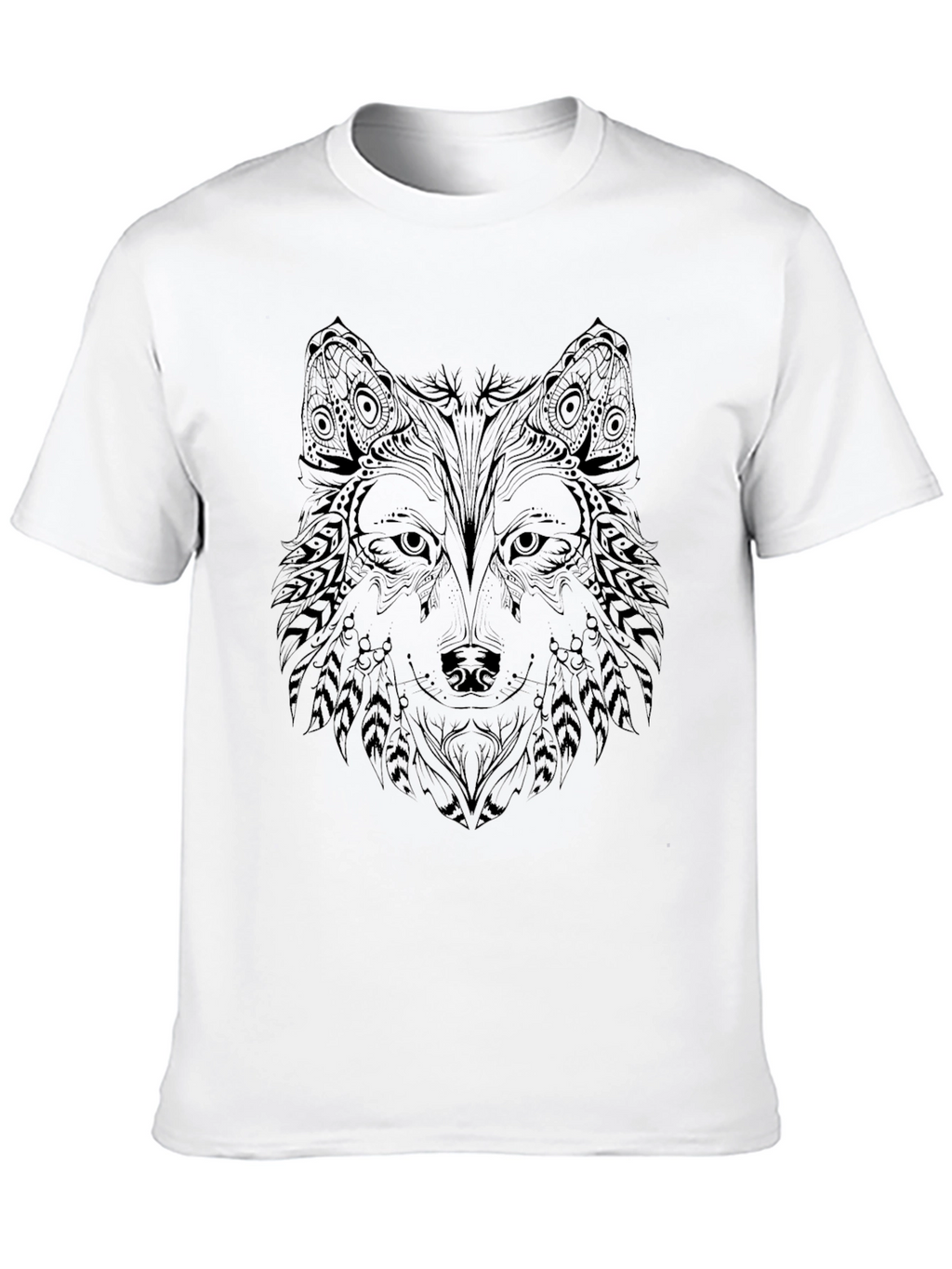 Black Wolf Graphic T-Shirt - Unique Tribal Design