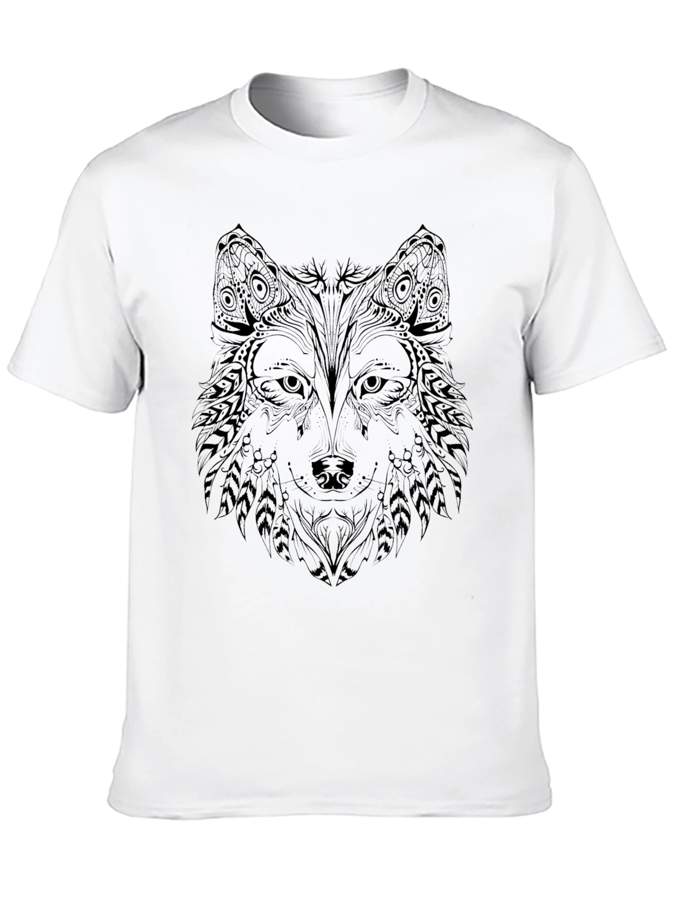 Black Wolf Graphic T-Shirt - Unique Tribal Design