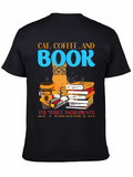 Cat Coffee Book T-Shirt