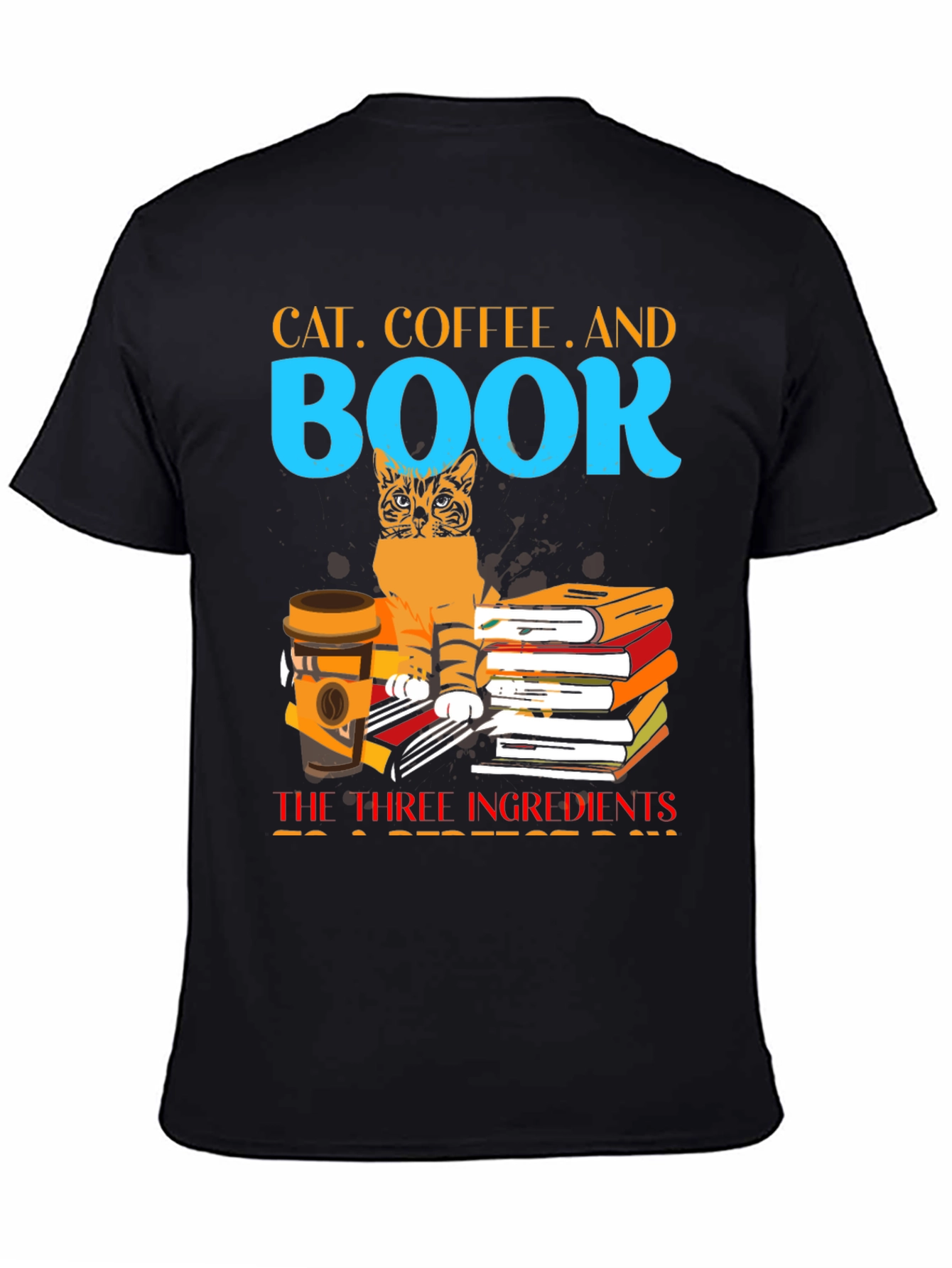 Cat Coffee Book T-Shirt