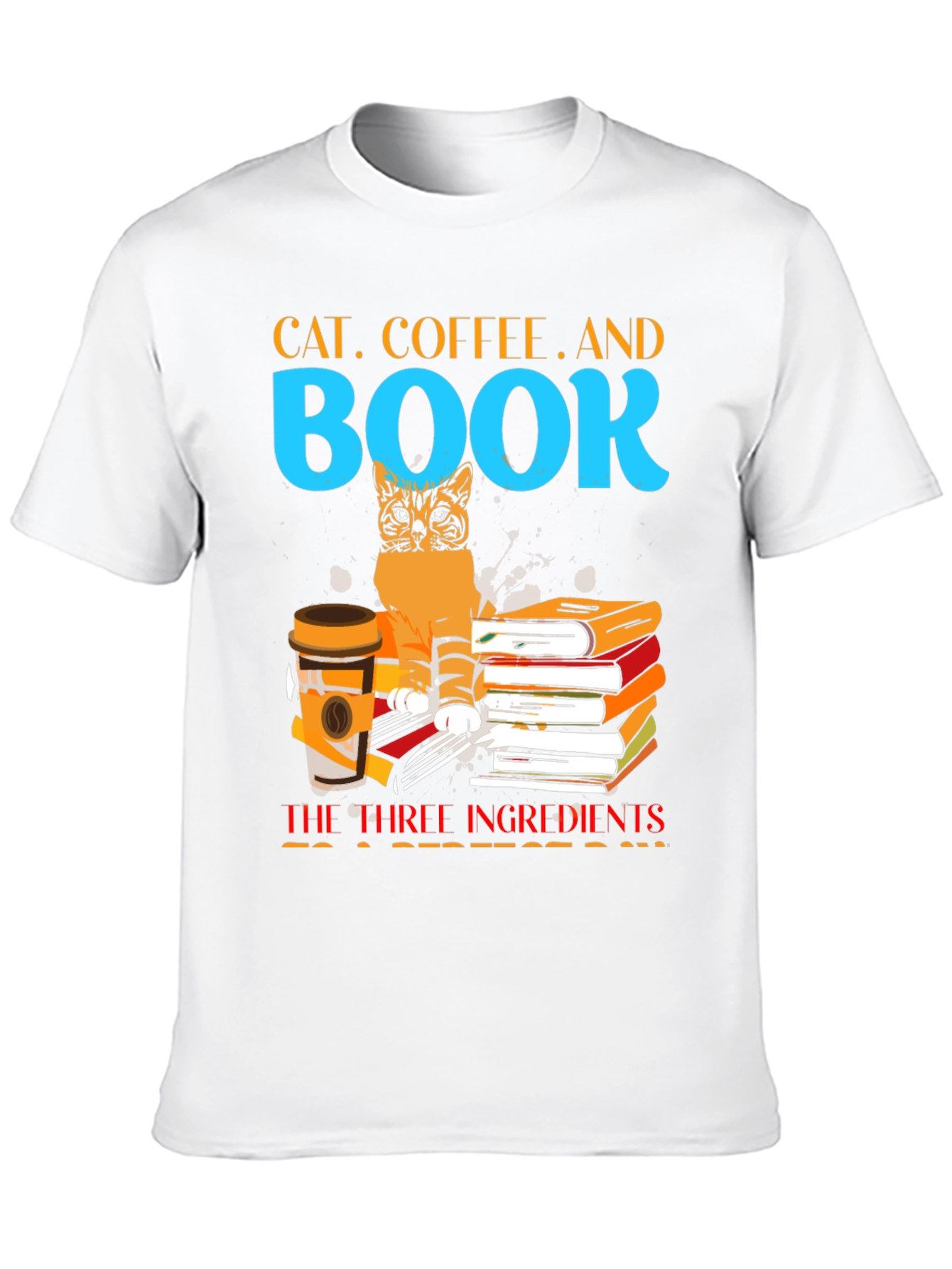 Cat Coffee Book T-Shirt