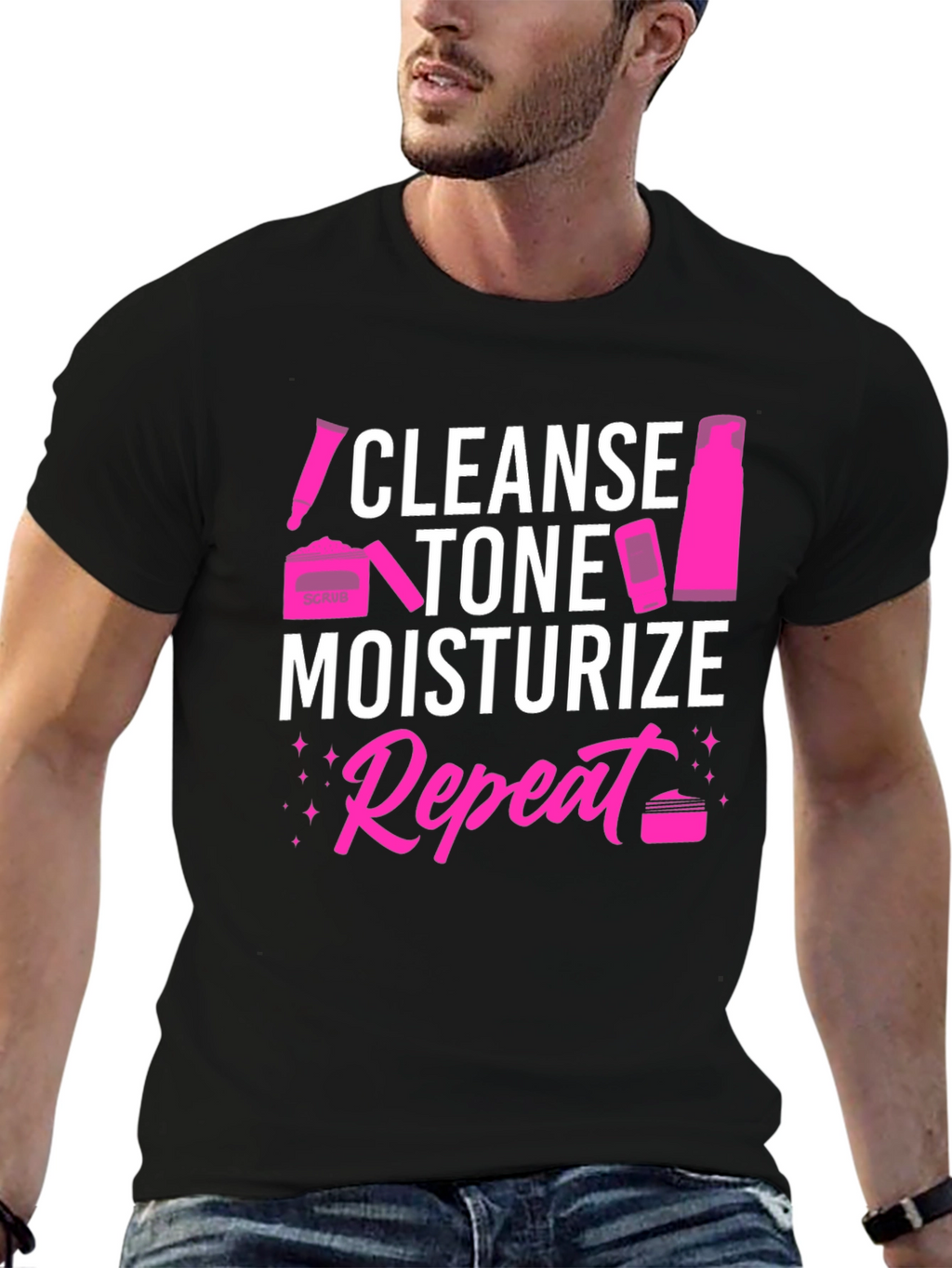 Cleanse Tone Moisturize Repeat Graphic Tee