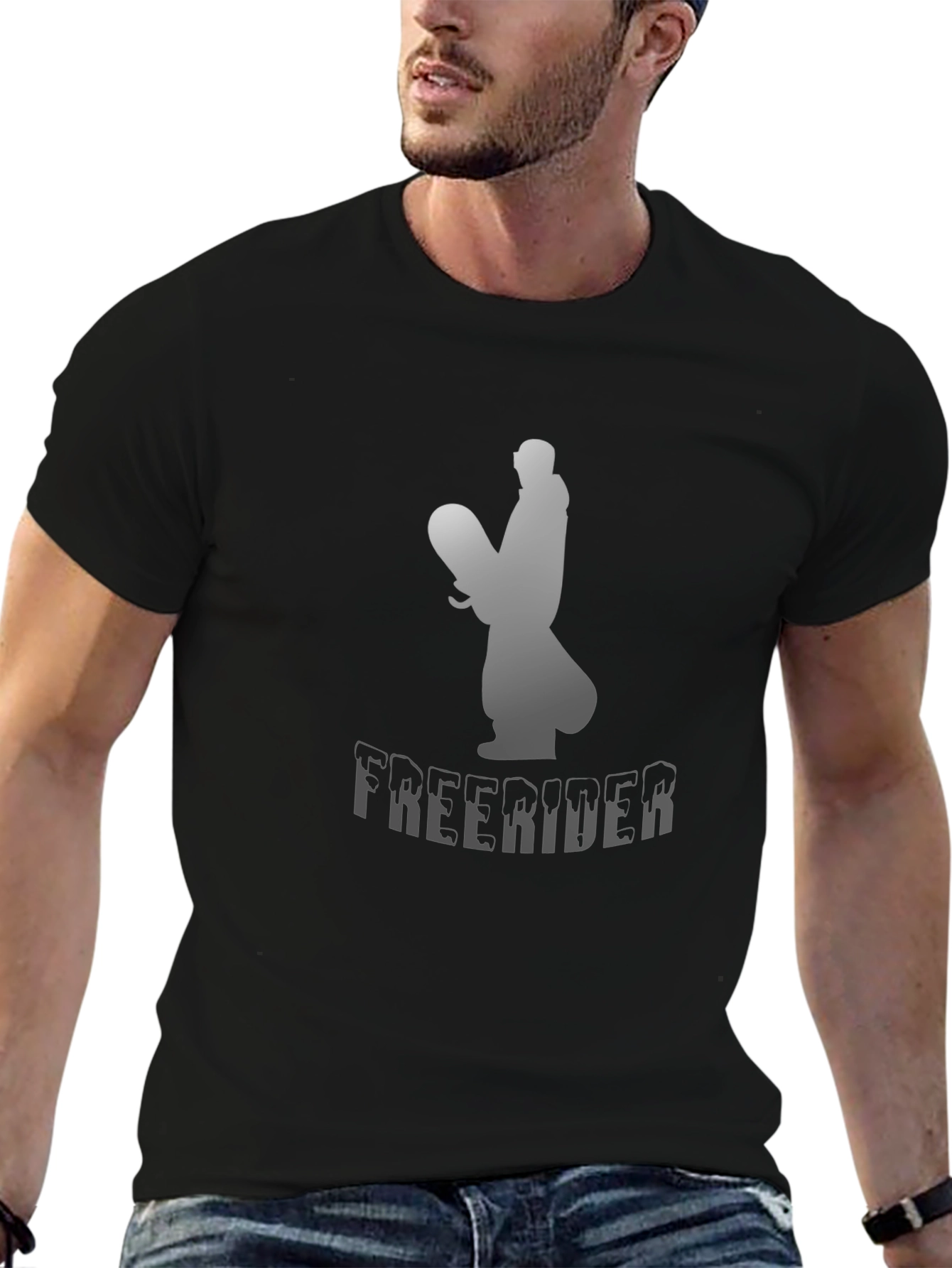 Freerider Snowboarder Graphic Tee - Black