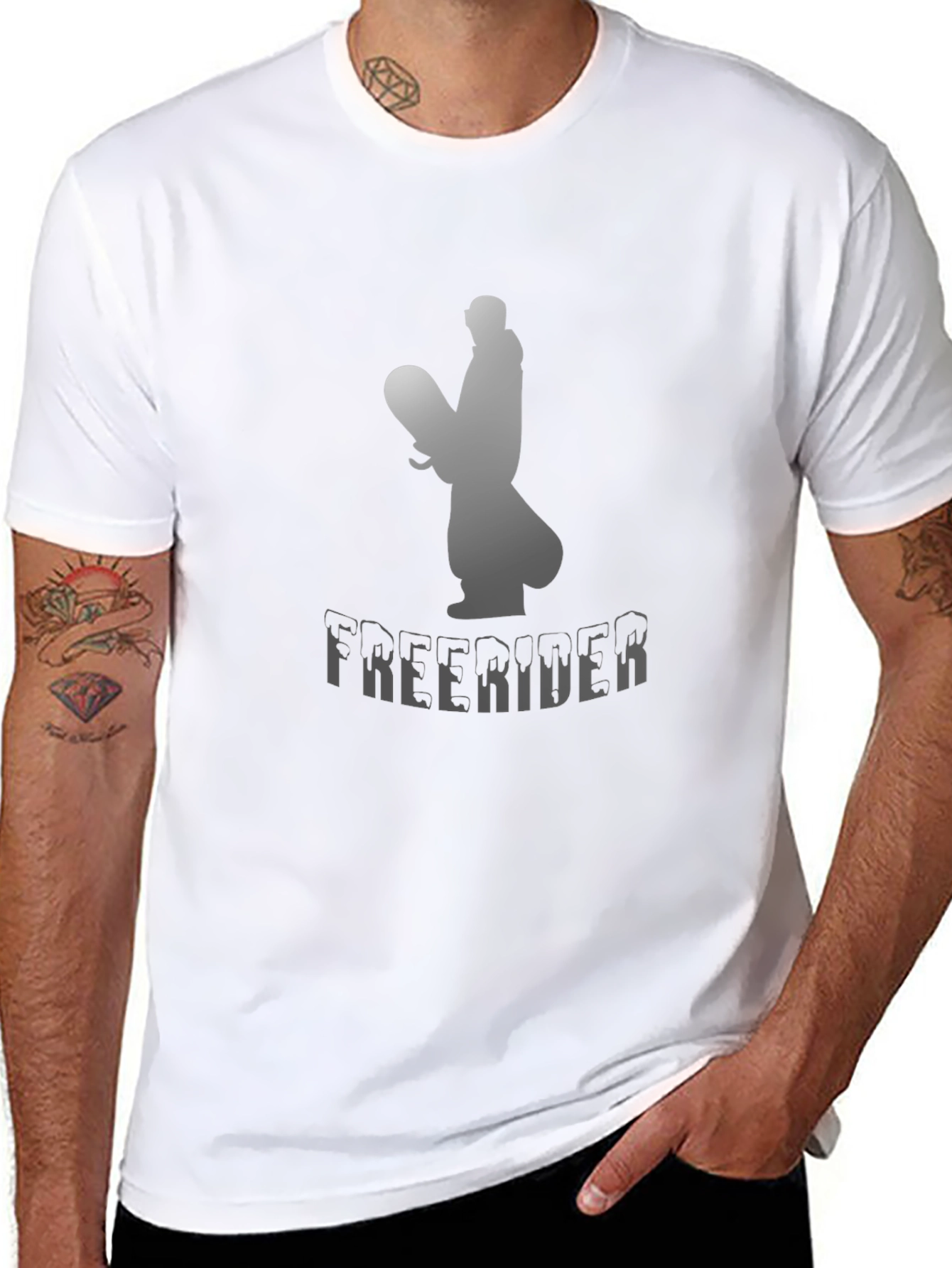 Freerider Snowboarder Graphic Tee - Black