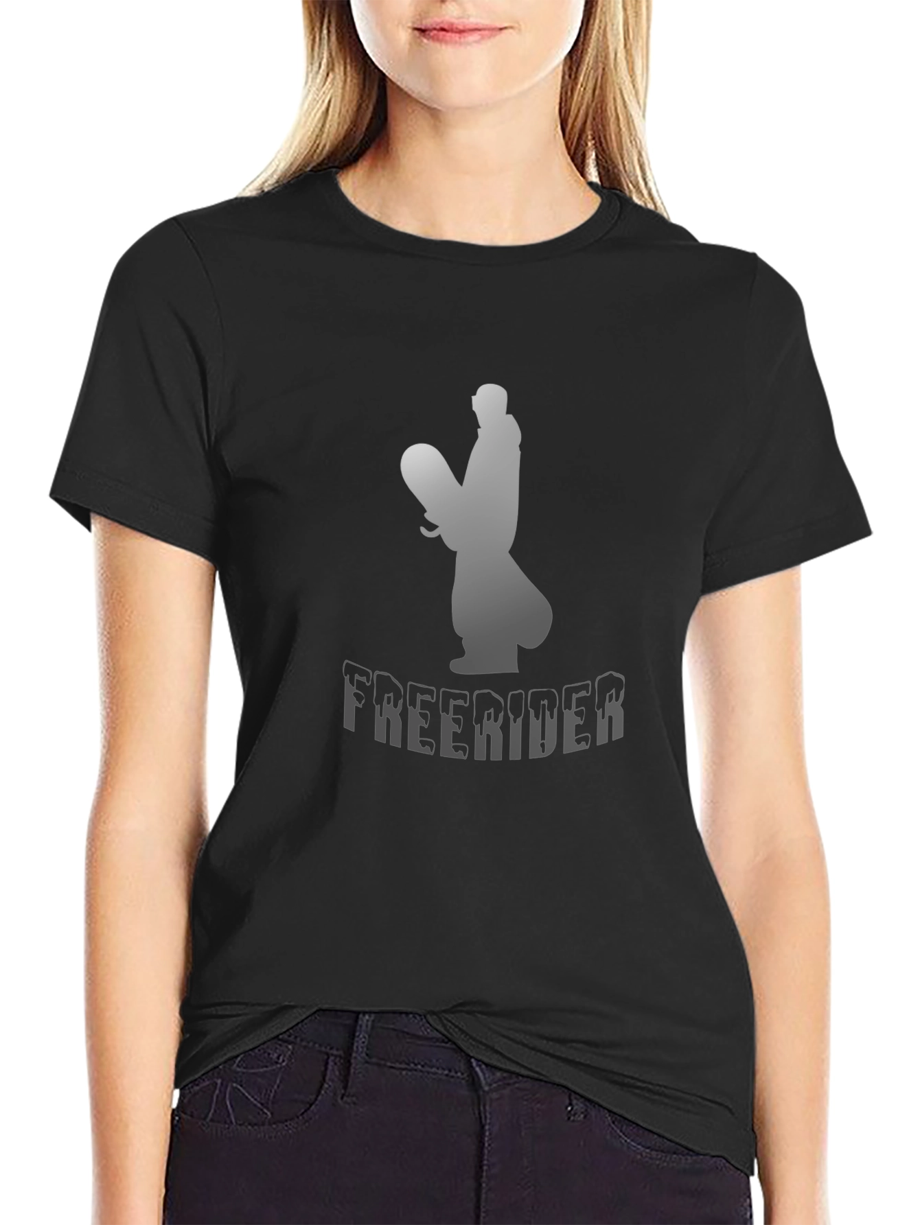 Freerider Snowboarder Graphic Tee - Black
