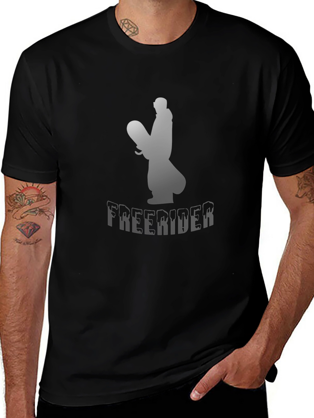 Freerider Snowboarder Graphic Tee - Black