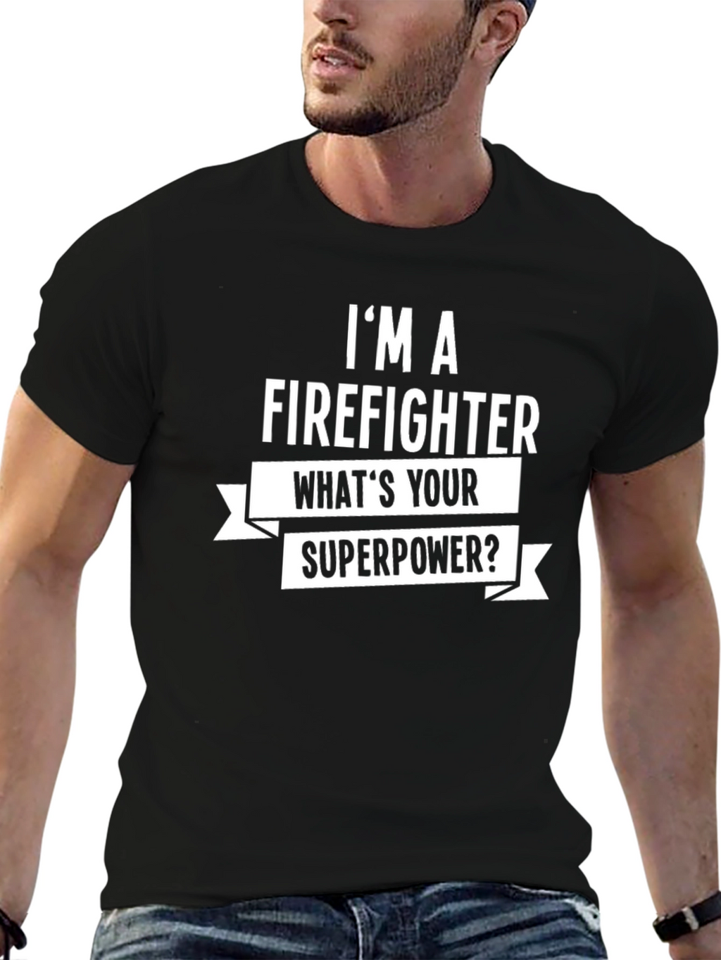 Firefighter Superpower Graphic Tee - Black