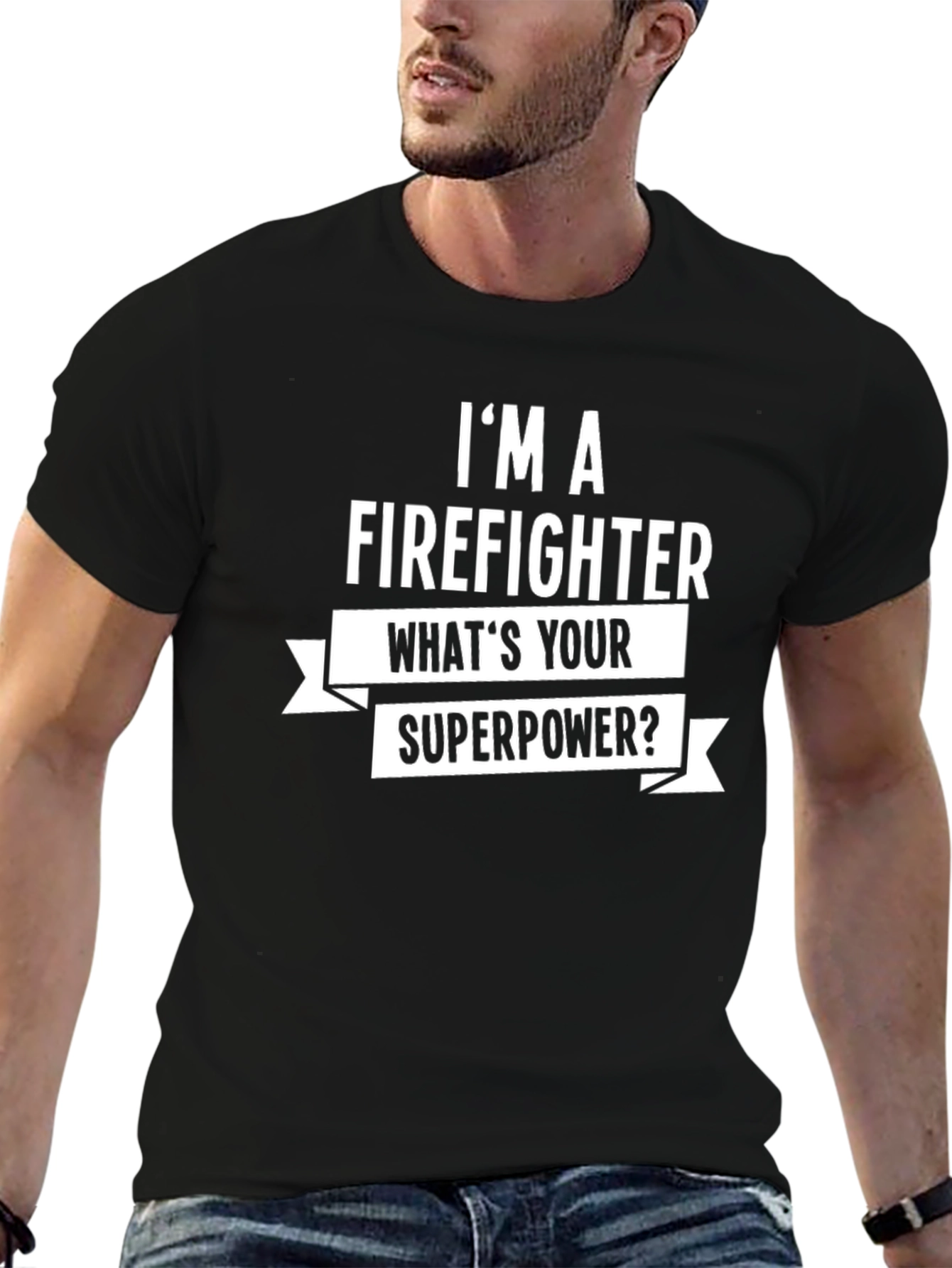 Firefighter Superpower Graphic Tee - Black