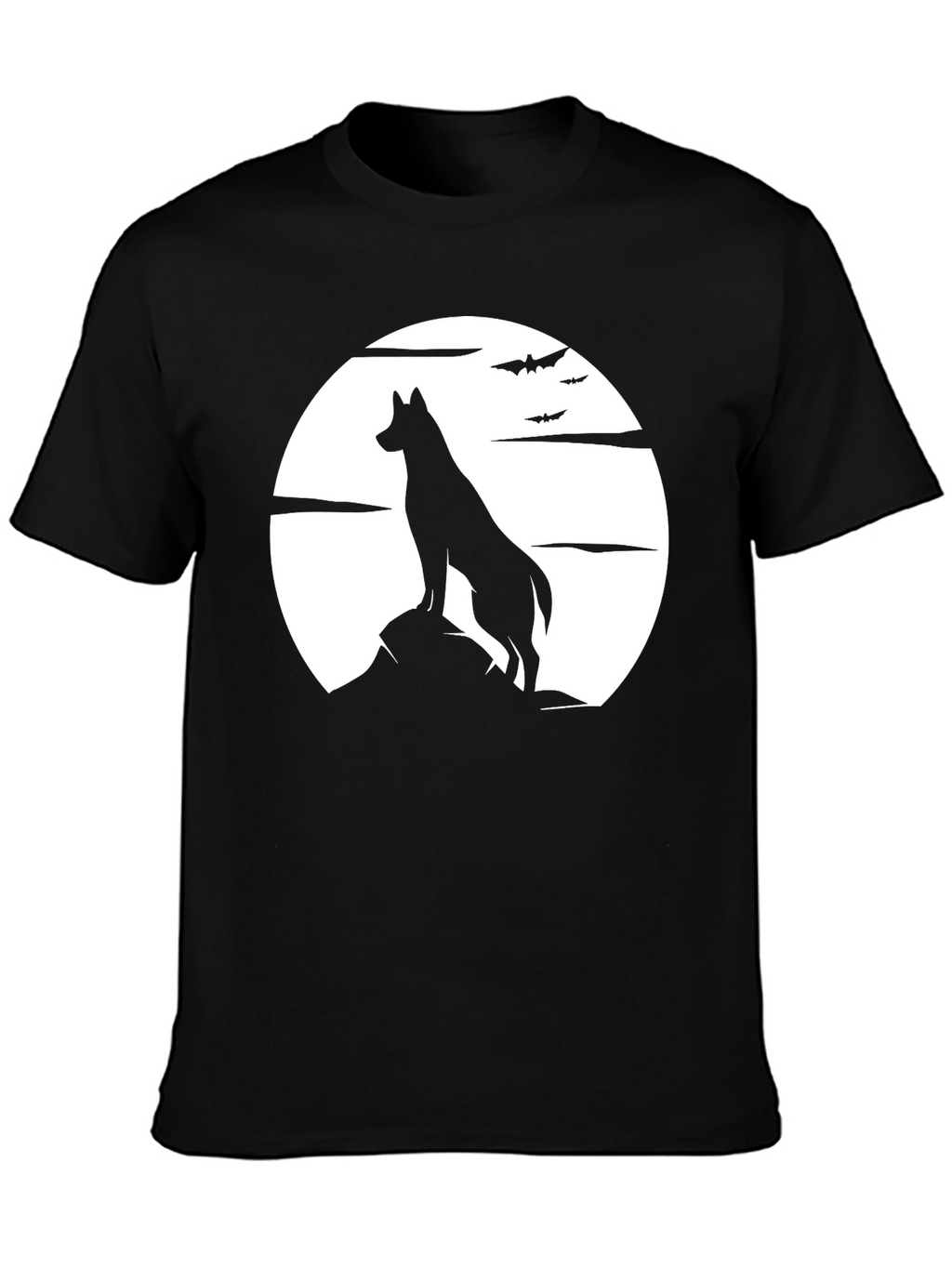 Wolf Moon Silhouette Graphic Black T-Shirt