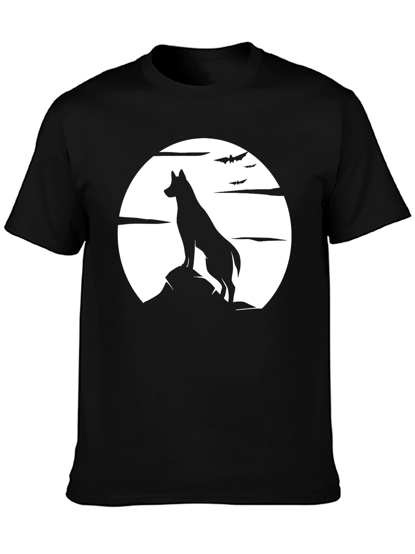 Wolf Moon Silhouette Graphic Black T-Shirt