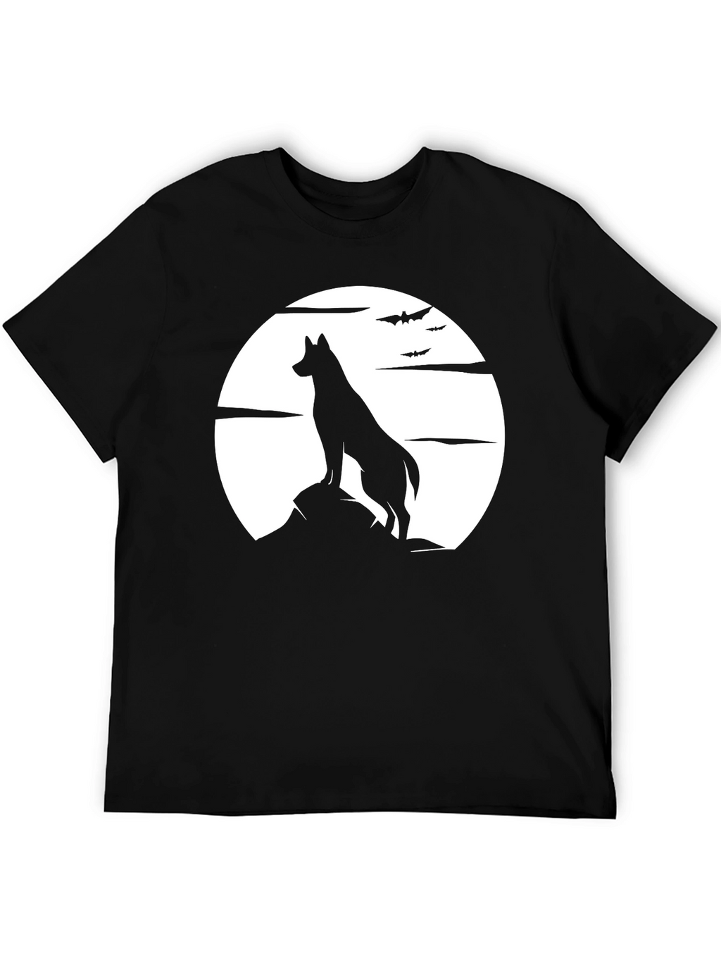 Wolf Moon Silhouette Graphic Black T-Shirt
