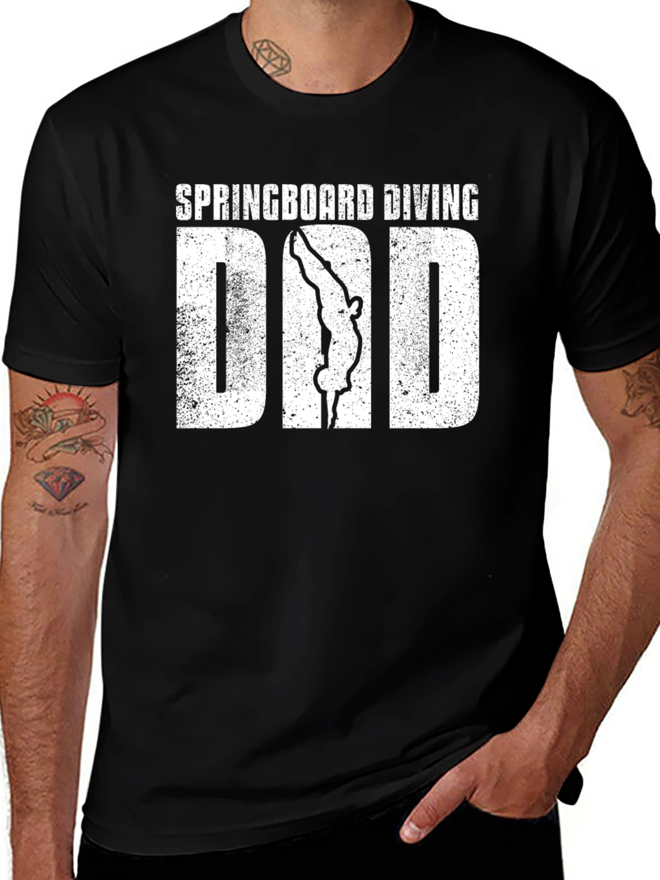 Springboard Diving Dad T-Shirt - Black