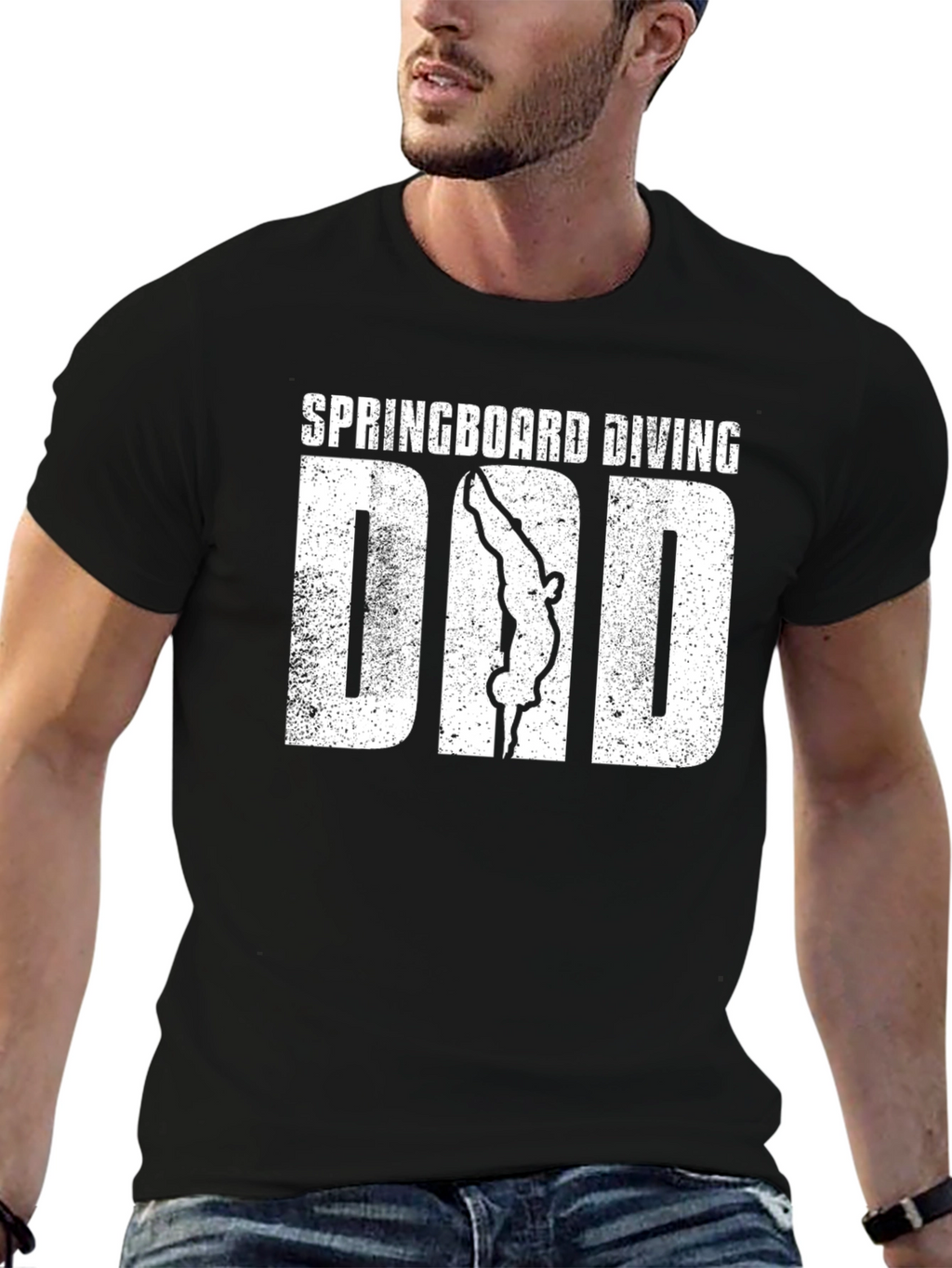 Springboard Diving Dad T-Shirt - Black