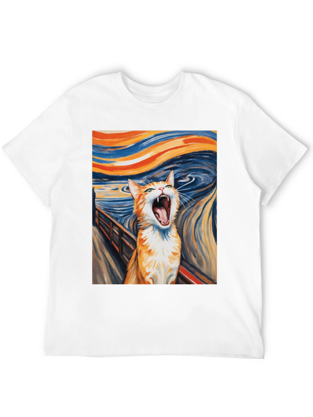 Cat Scream Art T-Shirt - Munch Inspired