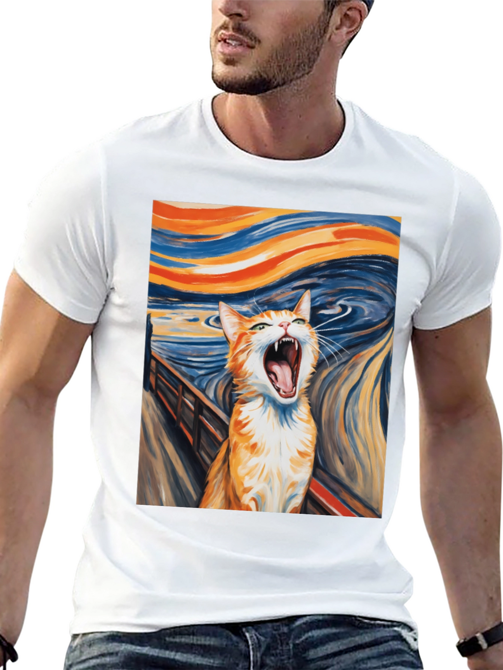 Cat Scream Art T-Shirt - Munch Inspired