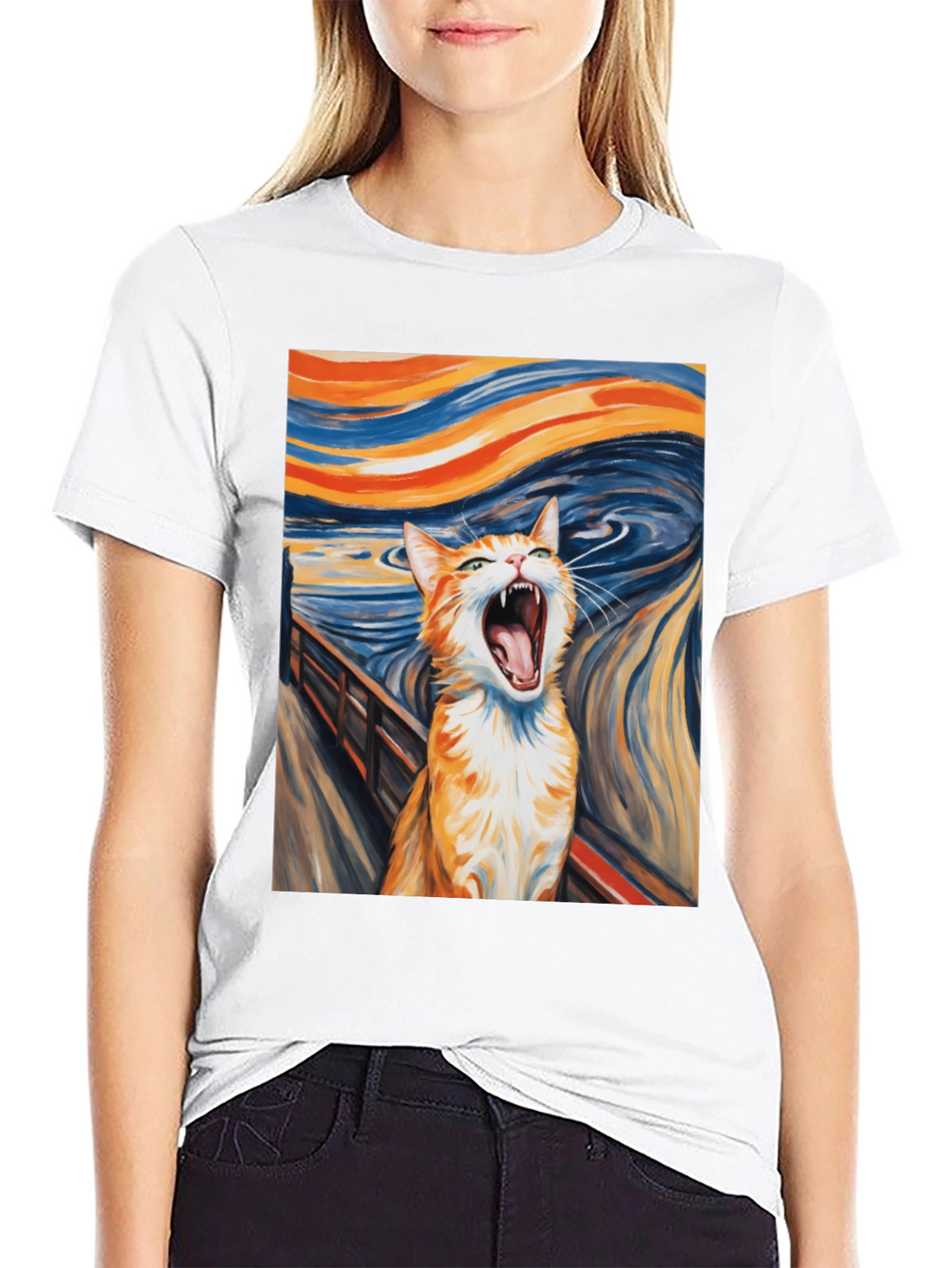 Cat Scream Art T-Shirt - Munch Inspired