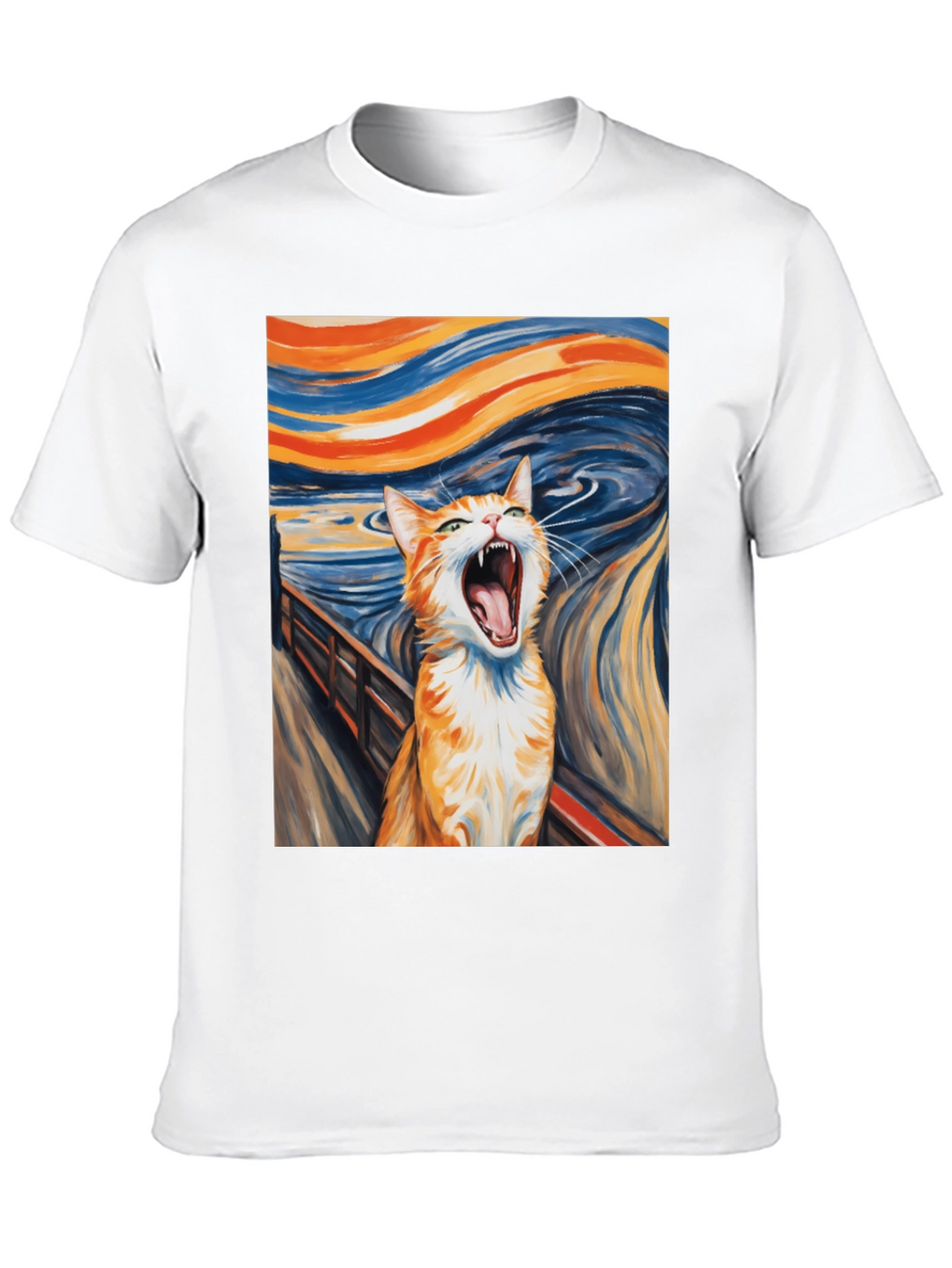 Cat Scream Art T-Shirt - Munch Inspired